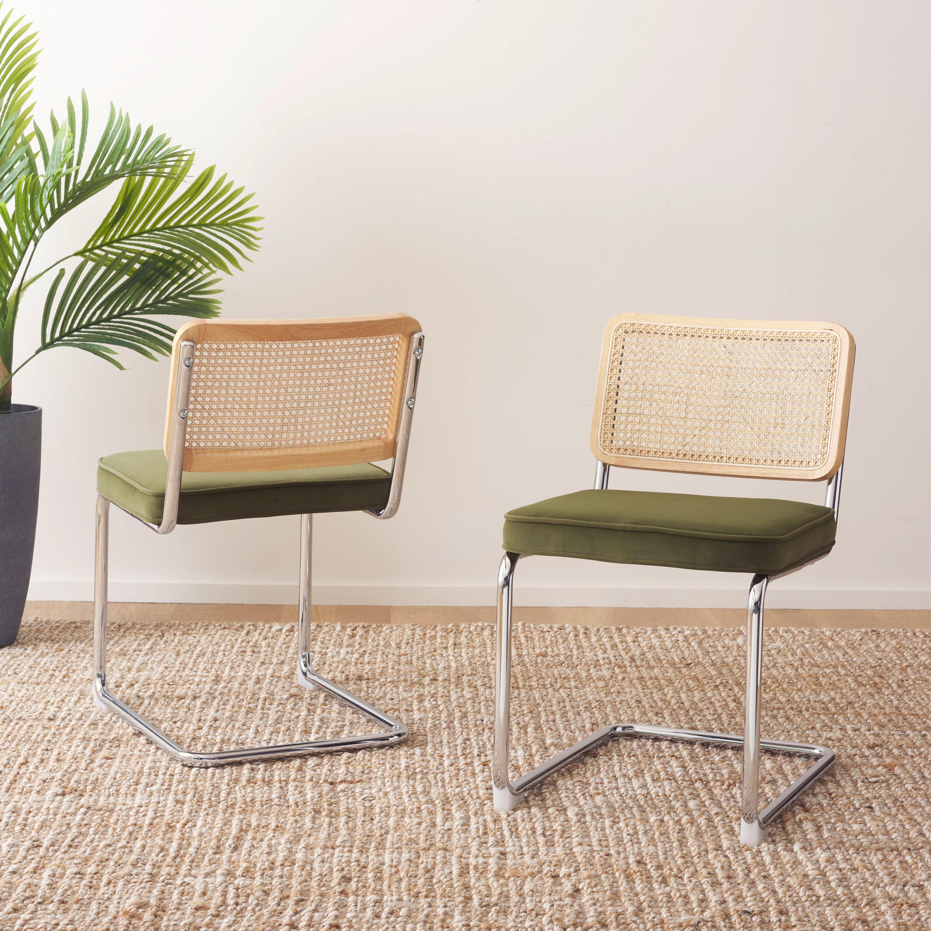 Safavieh Set of Coralia Contemporary/Modern Velvet Upholstered Dining side chair ( Metal Frame )