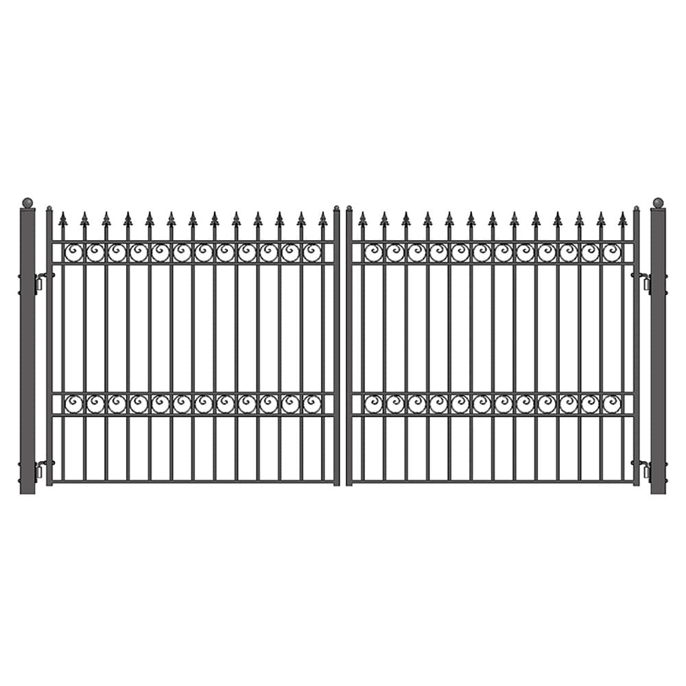 ALEKO 14-ft x 6-ft Black Galvanized Steel Driveway Gate in the Driveway ...