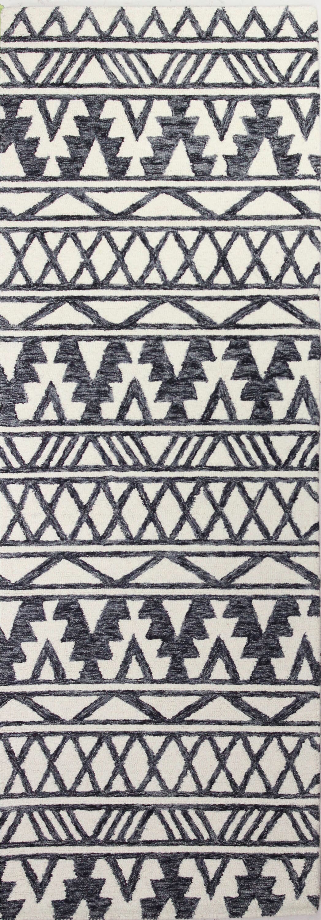 Bashian 649652295978 3 X 8 (ft) Wool Ivory/Charcoal Indoor Geometric Moroccan Runner Rug