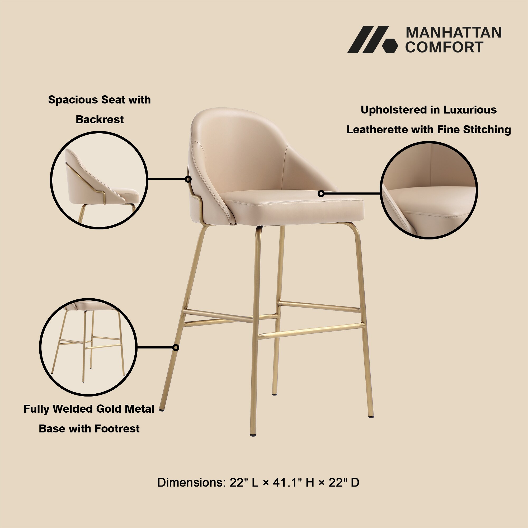 Manhattan Comfort 3-BS022-GTN stools - View #4