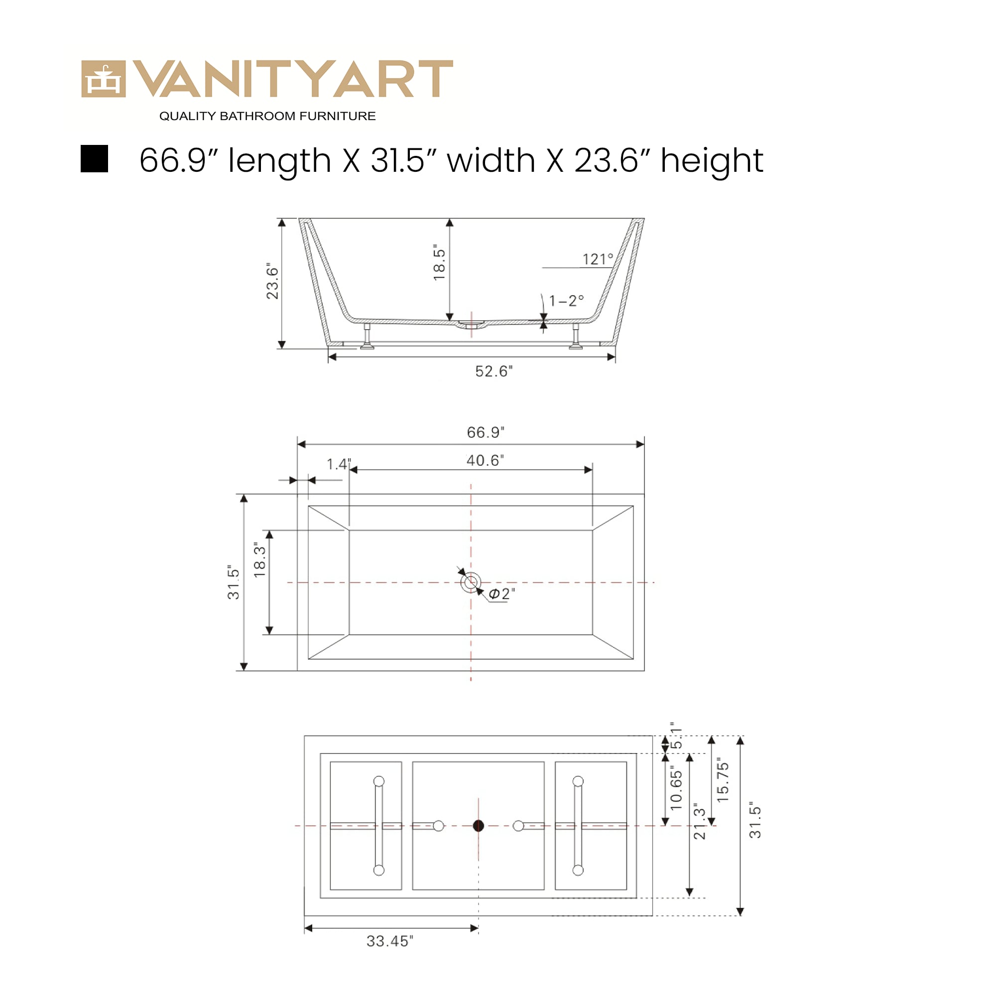 Vanity Art VA6813-L-PW bathtubs - View #10