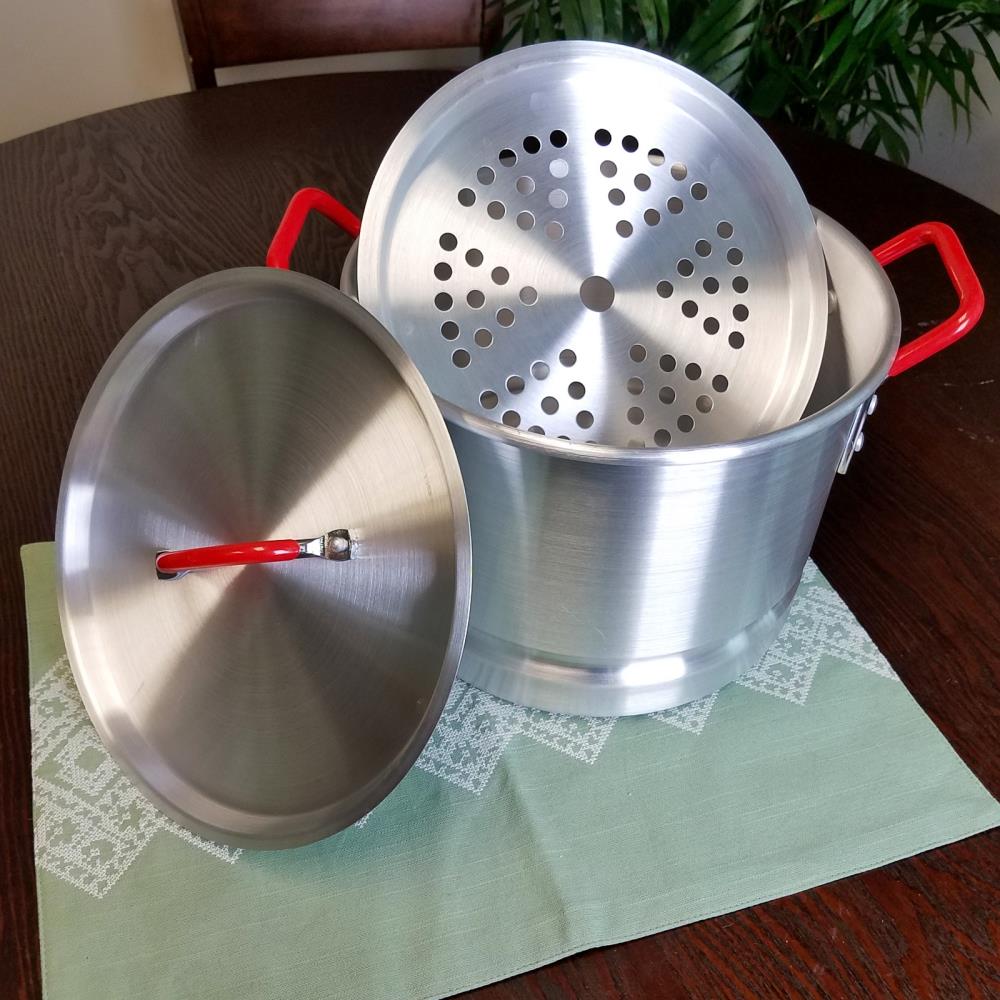 Crab Pot Stock Pot with Steamer tube for Seafood Crawfish Crab Vegetable with Bakelite handle Silver ARC 12 Quart Aluminum Tamale Steamer Pot 