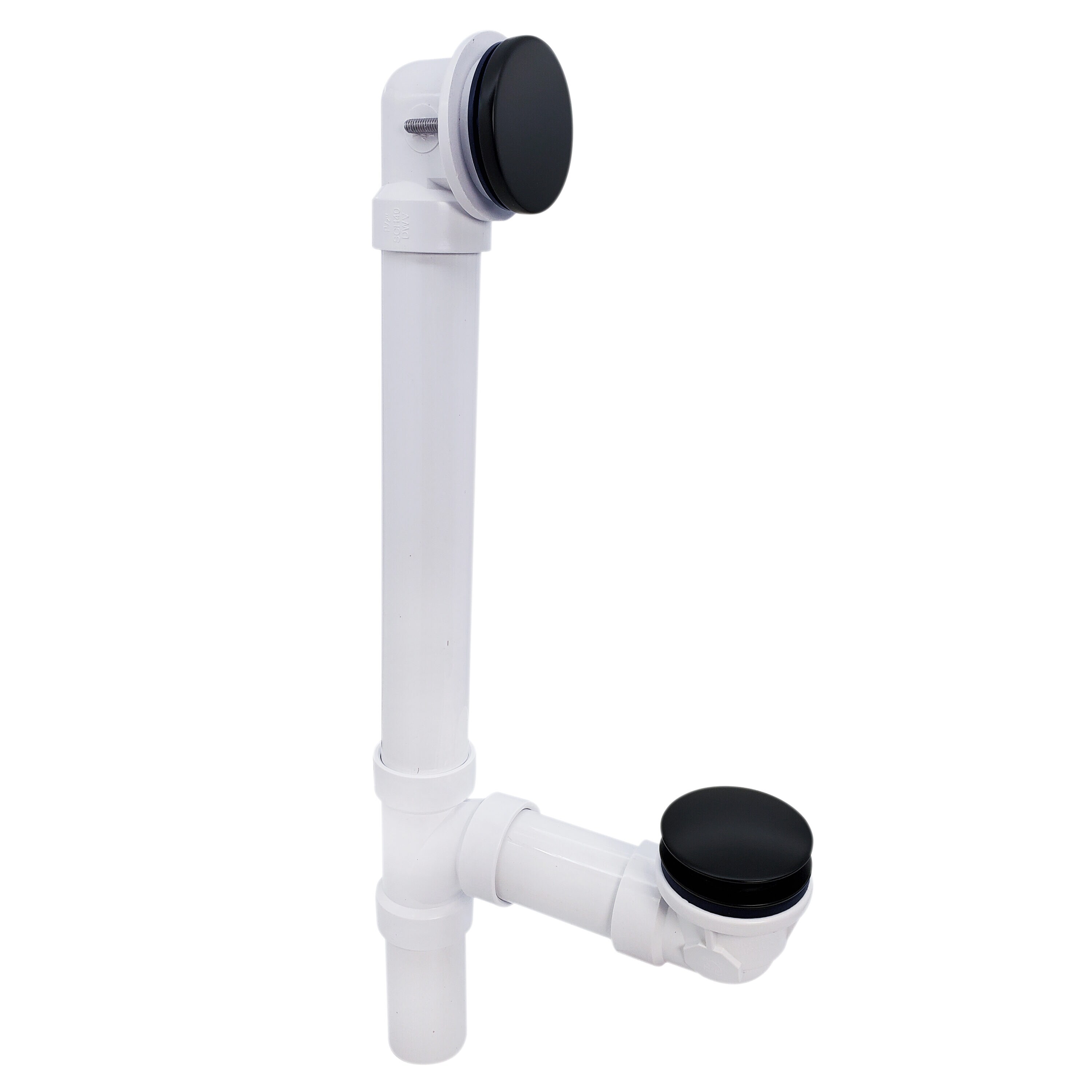 WESTBRASS 493244H-62 Bath Waste- Illusionary No-hole Overflow with Tip-toe Drain, 14 In. Make-up Sch 40 PVC In Matte Black 493244h-62