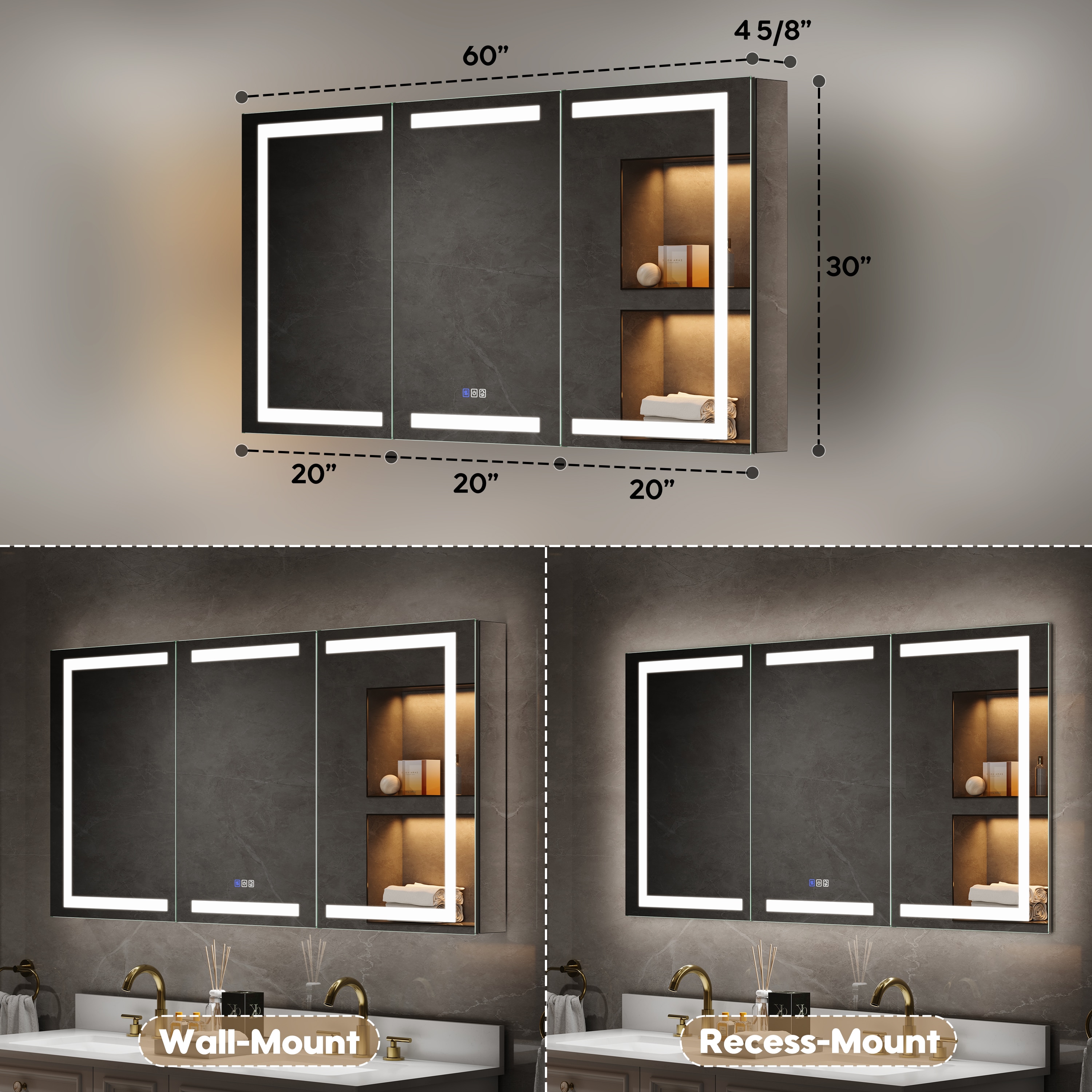 WELLFOR GIZBEG-MB40RL Bathroom-Medicine-Cabinets - View #4