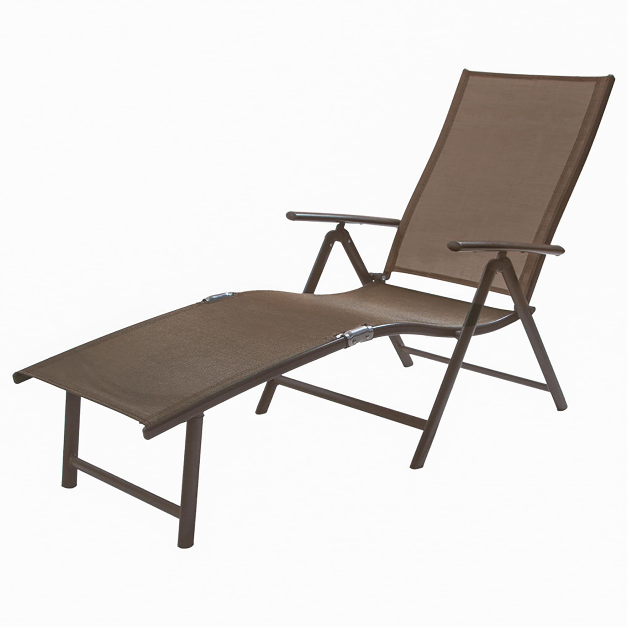 Pellebant PB-LG001BRN-1 Chaise lounge dark brown Aluminum Frame Stationary Chaise Lounge Chair with Brown Mesh Seat