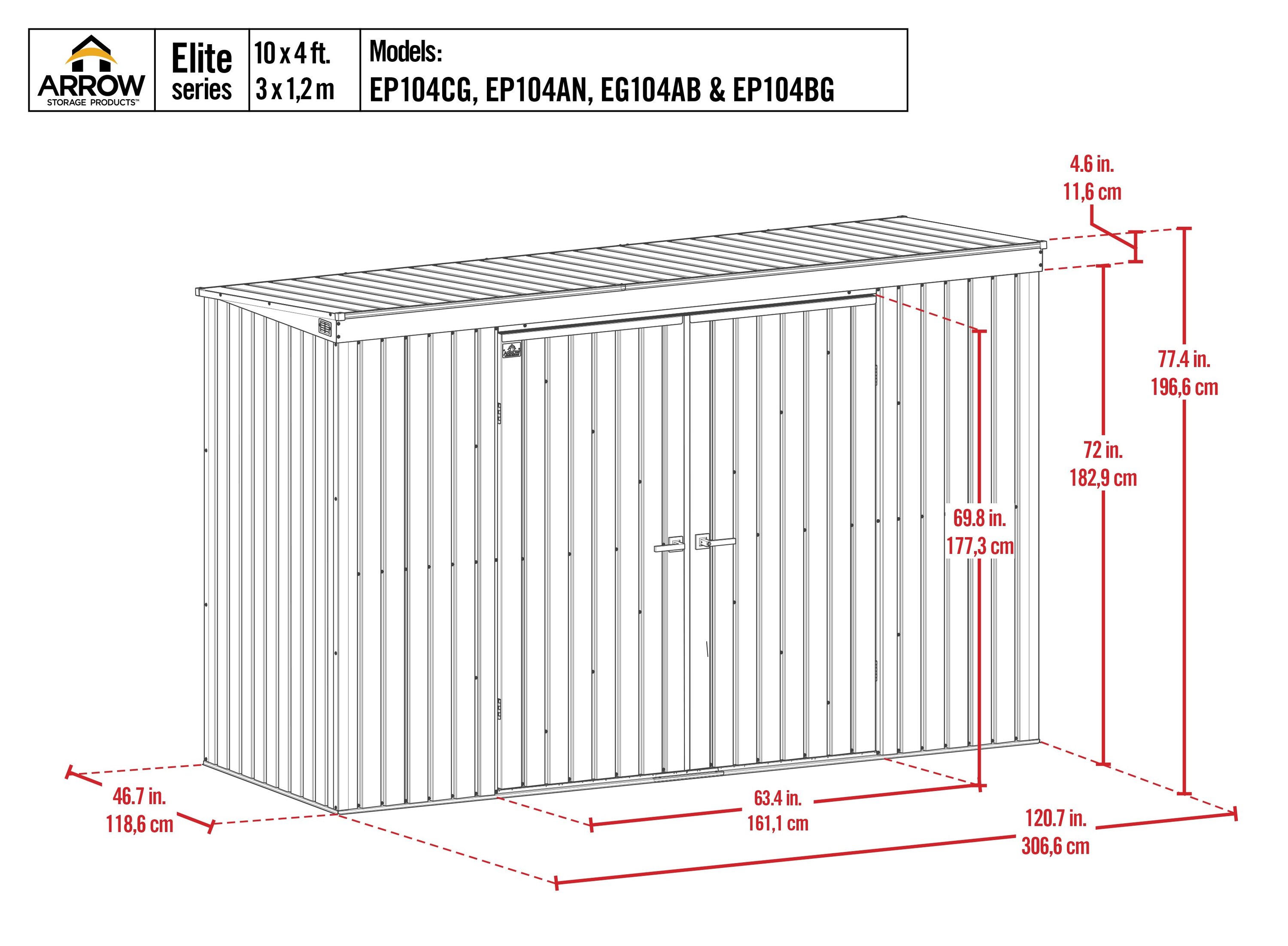 Arrow EP104CG Metal-Storage-Buildings-Sheds - View #3