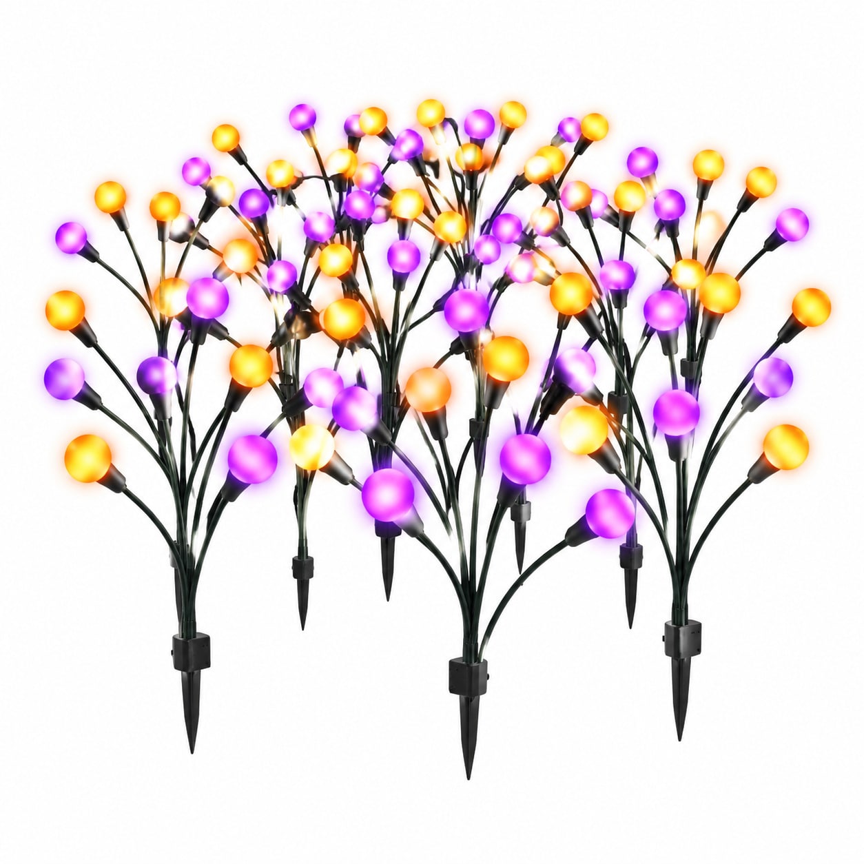 WZK 6 Pack Solar Outdoor Firefly Halloween Lights Flicker Modes Waterproof