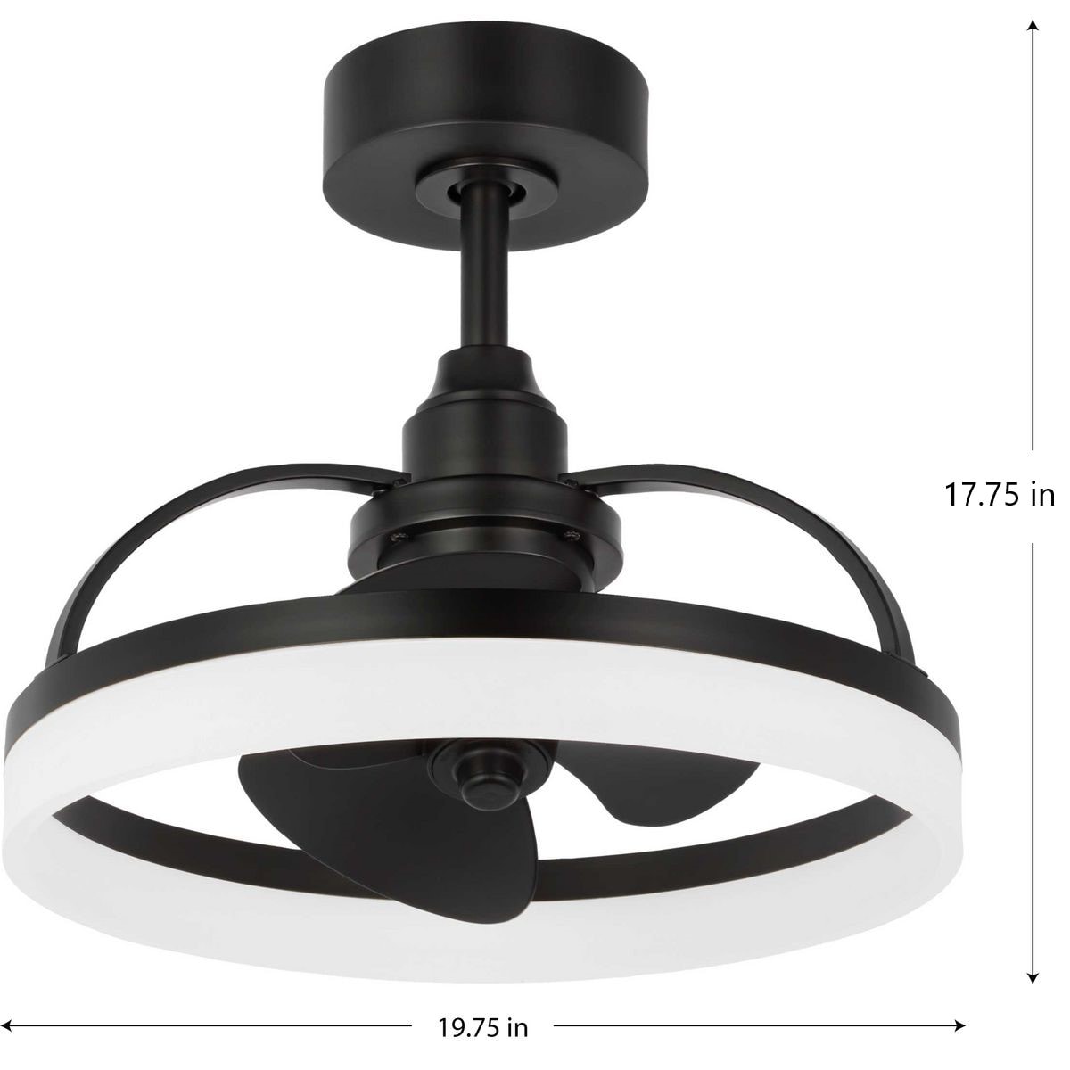 Matte Black 20" LED Ceiling Fan with Remote and Light