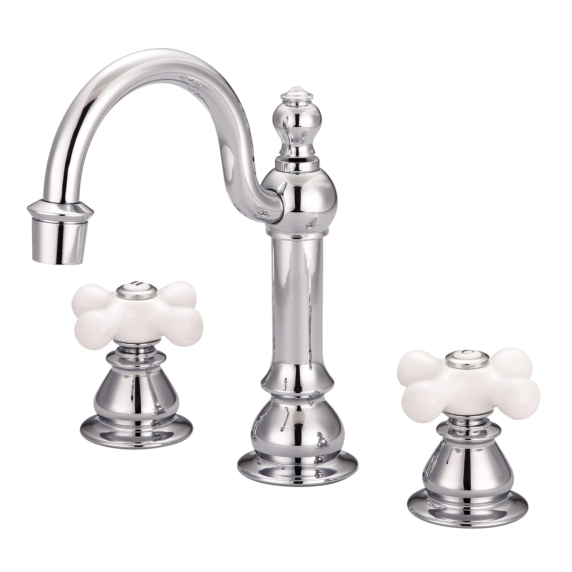 Water Creation F2-0012-01-PX F2 Chrome Widespread 2-handle High-arc Commercial/Residential Handle Bathroom Sink Faucet with Drain