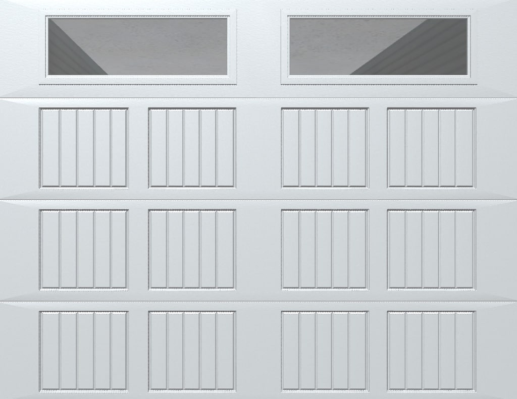 Wayne Dalton 8500SNMAWHCLRIII97 Classic Steel Model 8500 8-ft x 7-ft Insulated White Single Garage Door with Windows