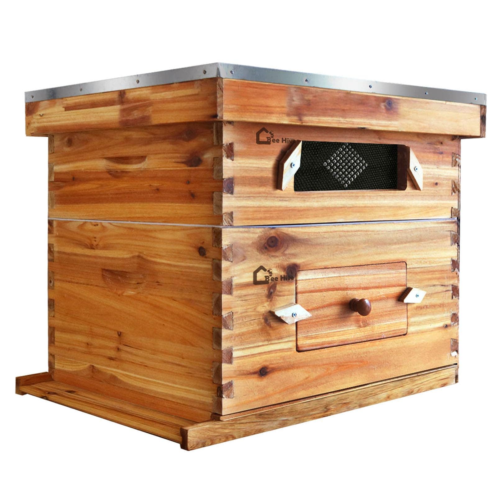 GarveeLife Complete Cedar Beehive Starter Kit 1 Deep And 1 Medium 10 Frame Langstroth Hive 100 Percent Beeswax Coated Beginner Friendly Beekeeping Kit With Full Accessories