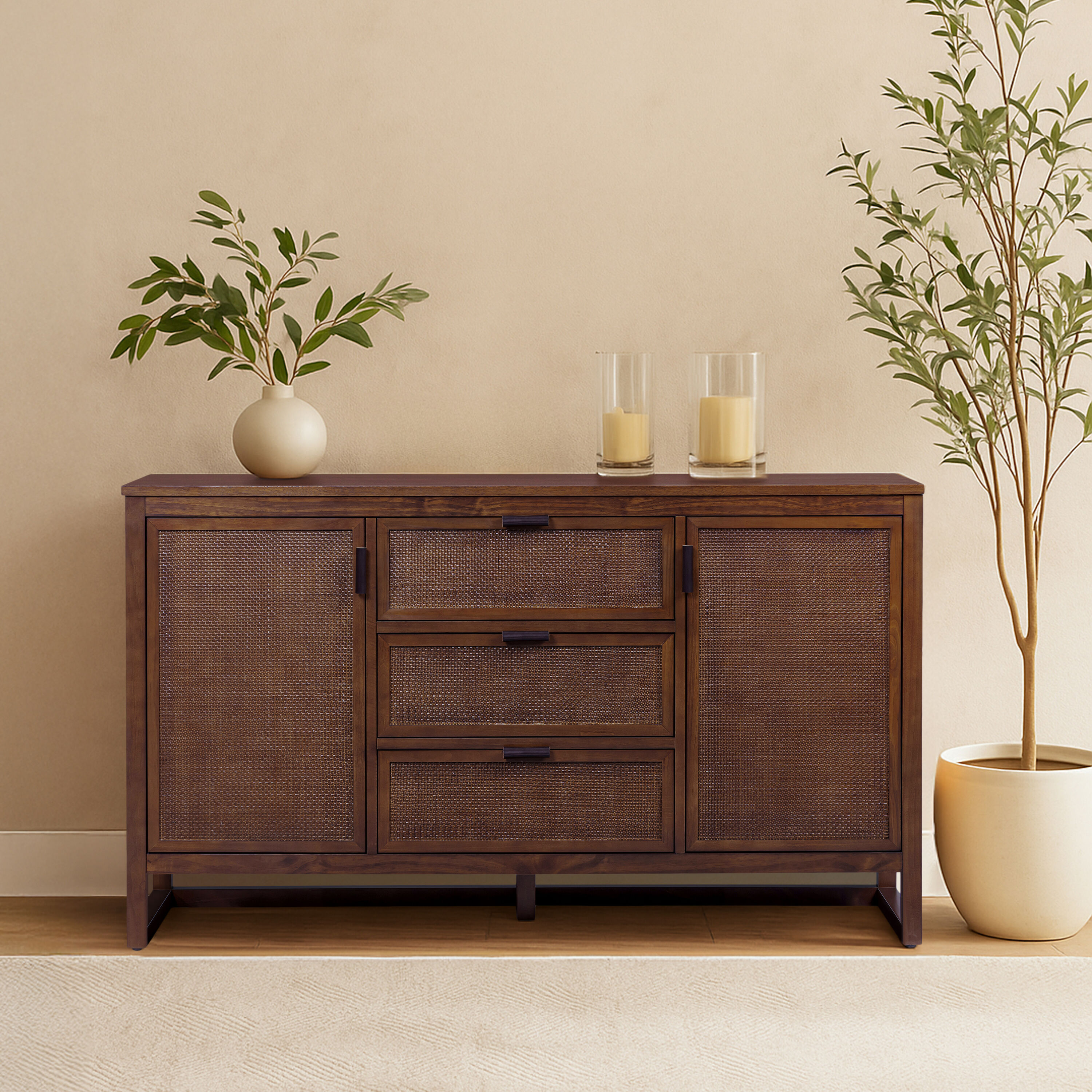 Teamson Home THF5025WA Hatteras Contemporary/Modern Walnut Pine Sideboard