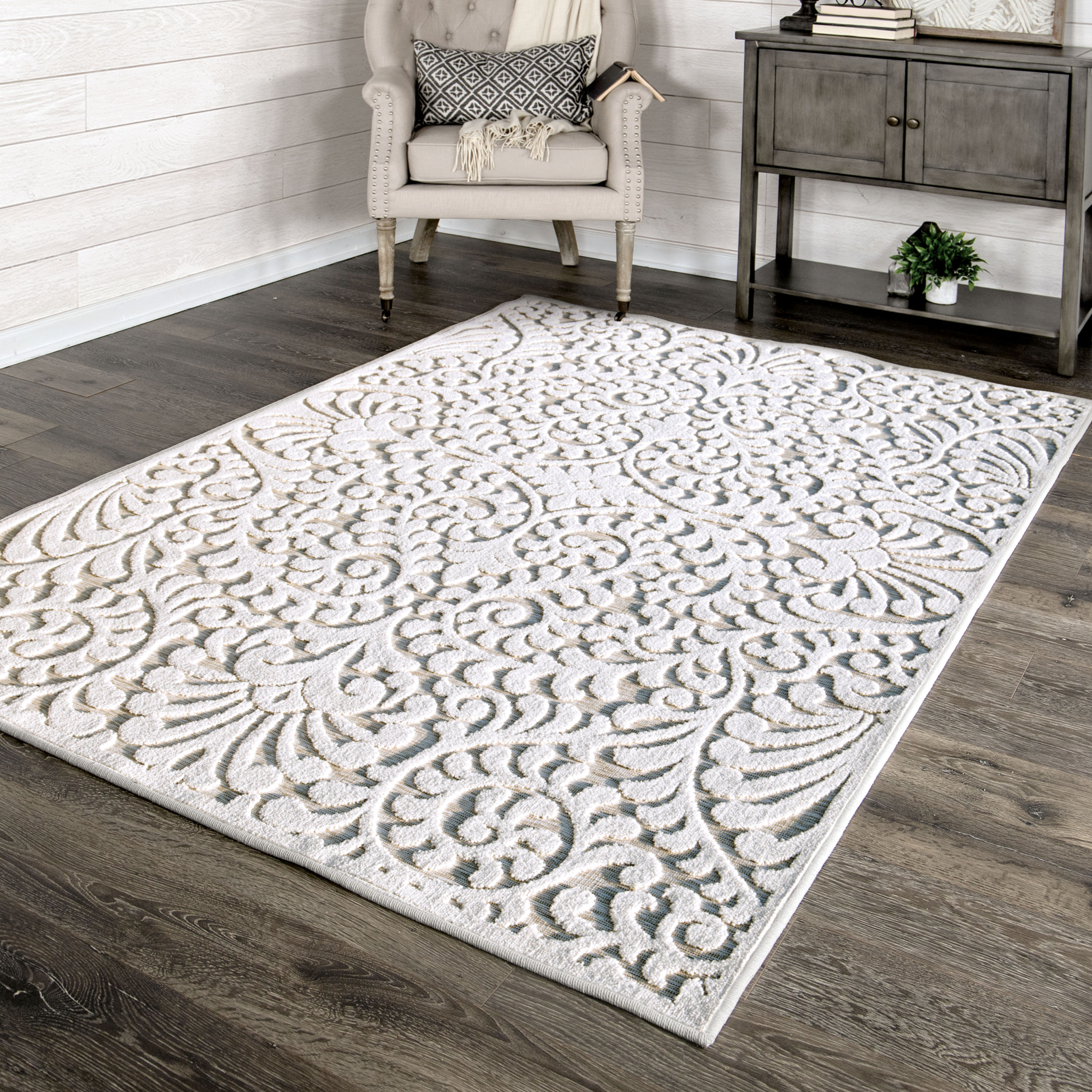 Orian Rugs 436358 My Texas House Bluebonnets 9 x 13 (ft) Polypropylene Natural/Driftwood Rectangular Indoor/Outdoor Geometric Farmhouse/Cottage Area rug