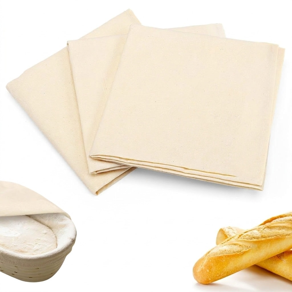 Aoibox  3 Piece 28 x 28 in Large Unbleached Cotton Flour Sack Tea Towels Set for Sourdough Bread Proofing Cloth