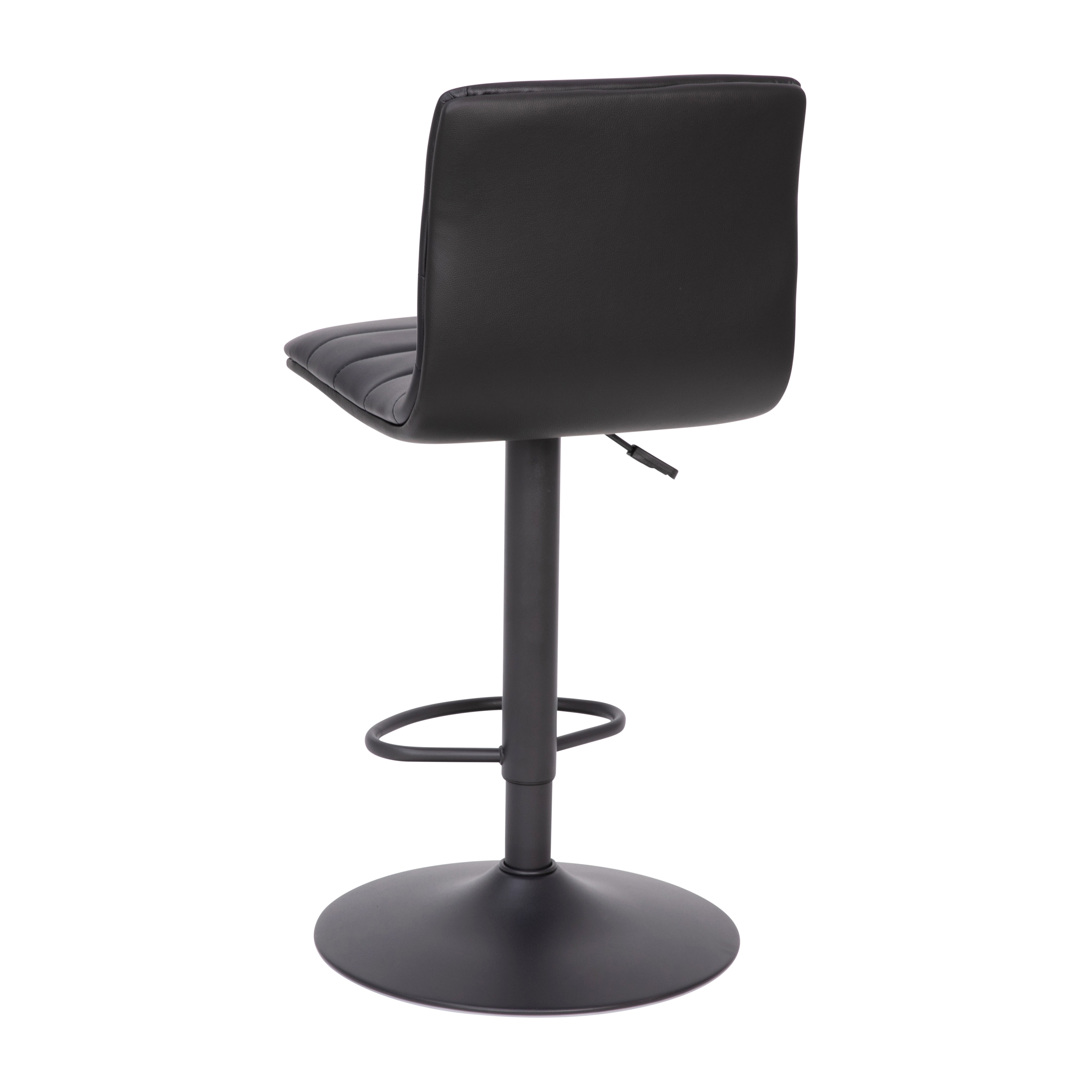 Black Adjustable Swivel Bar Stool with Metal Frame