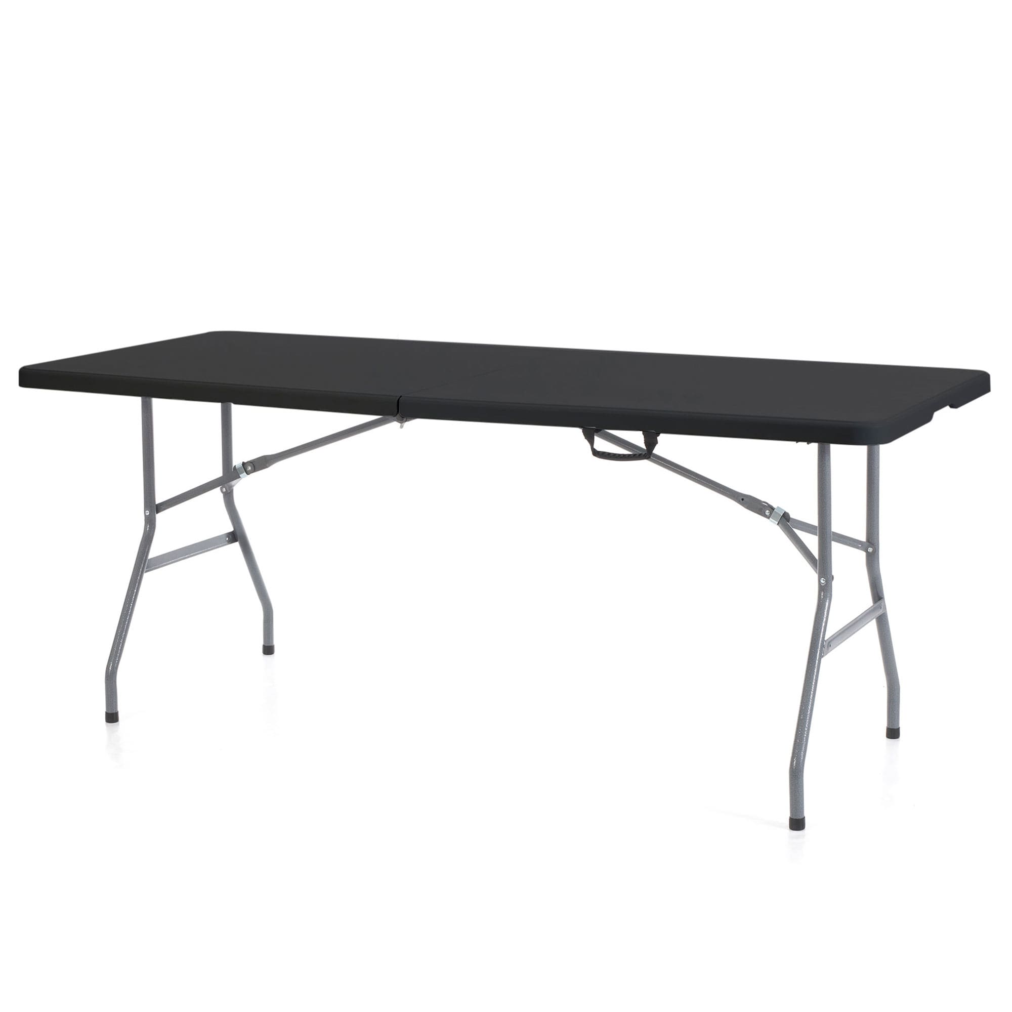 Peakform 399826 Compact Fold In Half Banquet Table for Indoor Outdoor Use, 6 Ft, Black