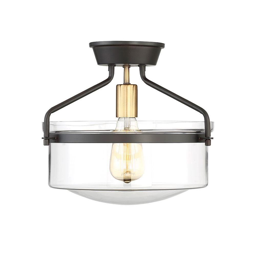  LW-SH513413 1-Light 13.25-in Oiled Rubbed Bronze with Brass Accents Semi-Flush mount light