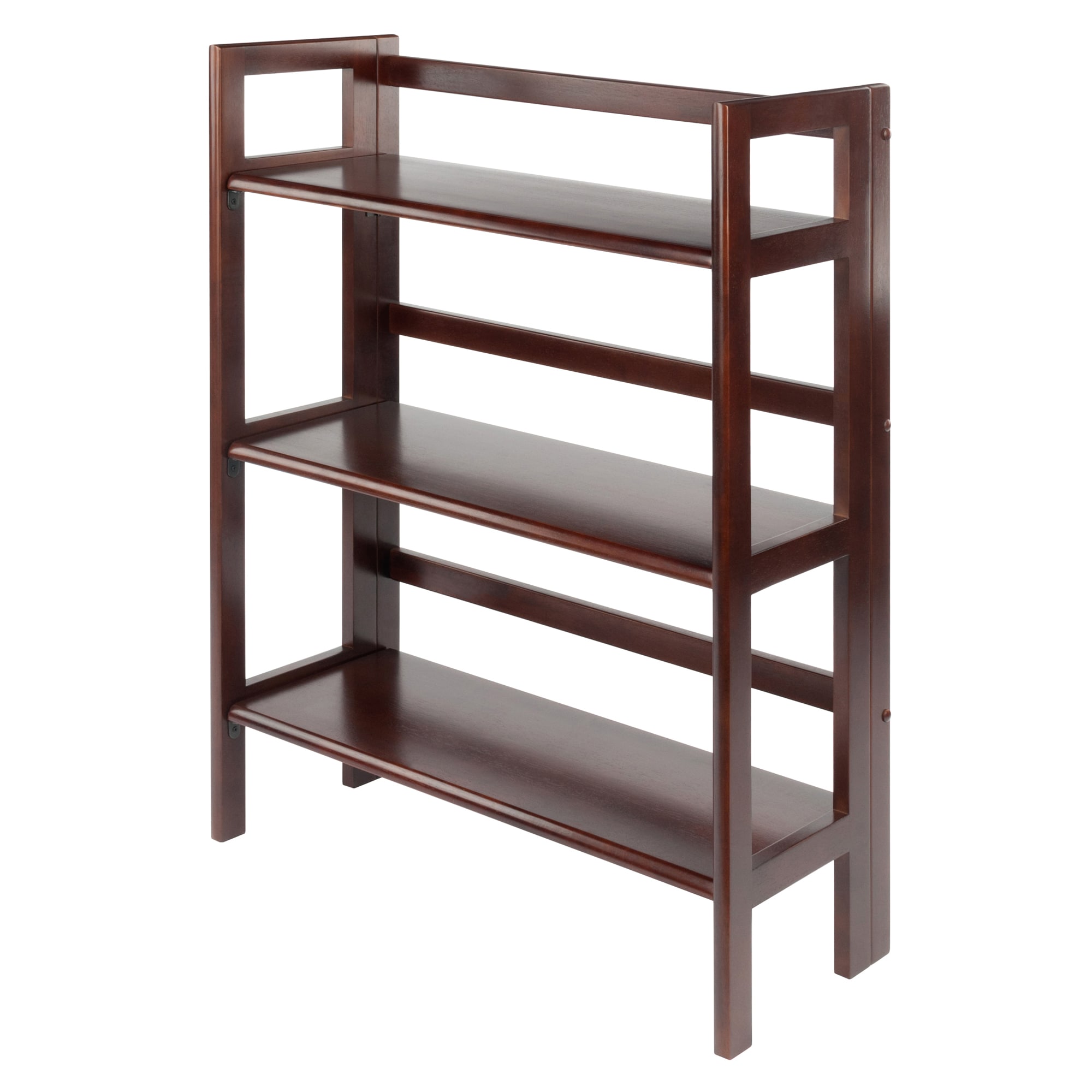 Winsome Wood Terry Walnut Wood 3-Shelf Bookcase (27.8-in W x 38.54-in H x  11.5-in D) in the Bookcases department at