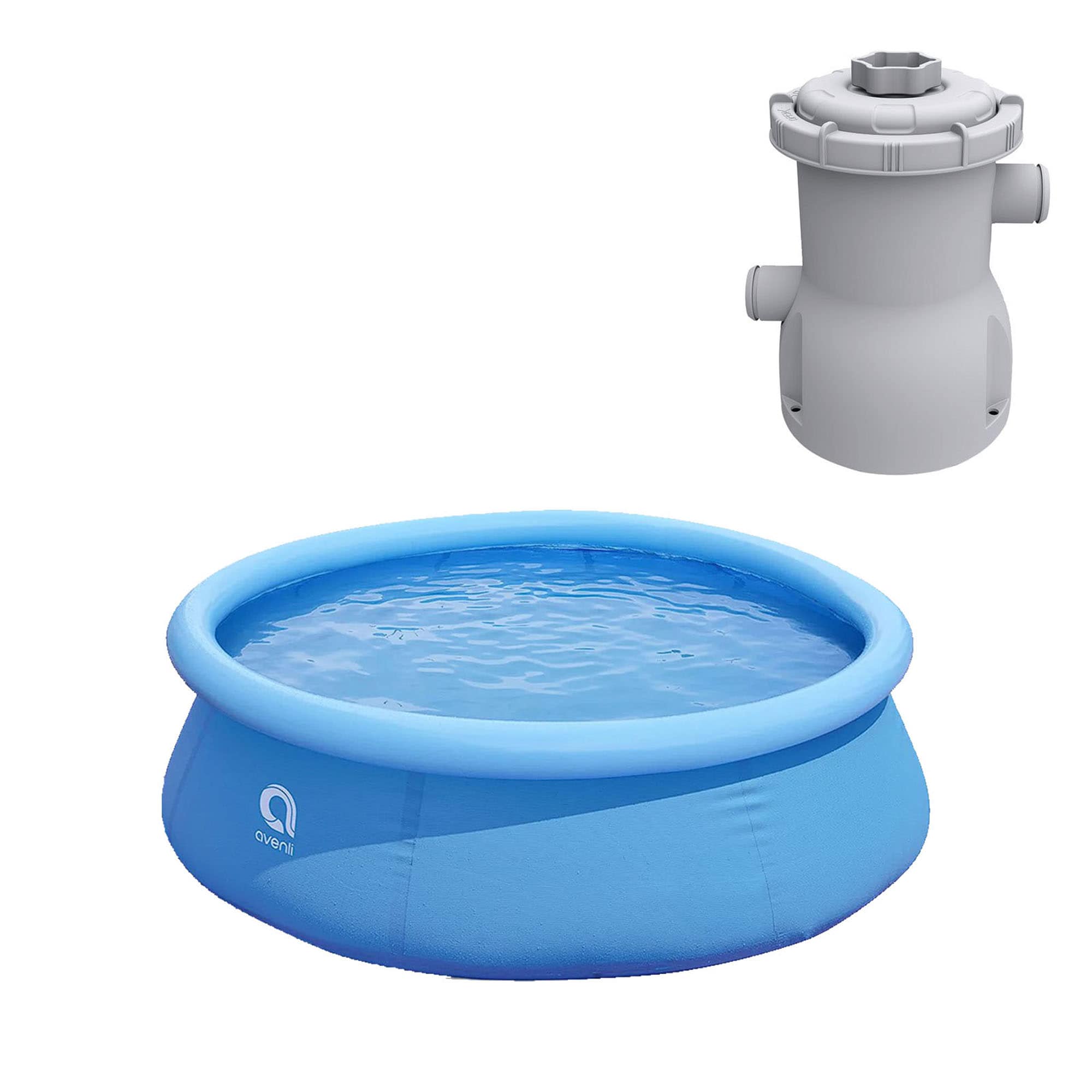 JLeisure 233456 8-ft x 8-ft x 25-in Inflatable Top Ring Round Above-Ground Pool with Filter Pump