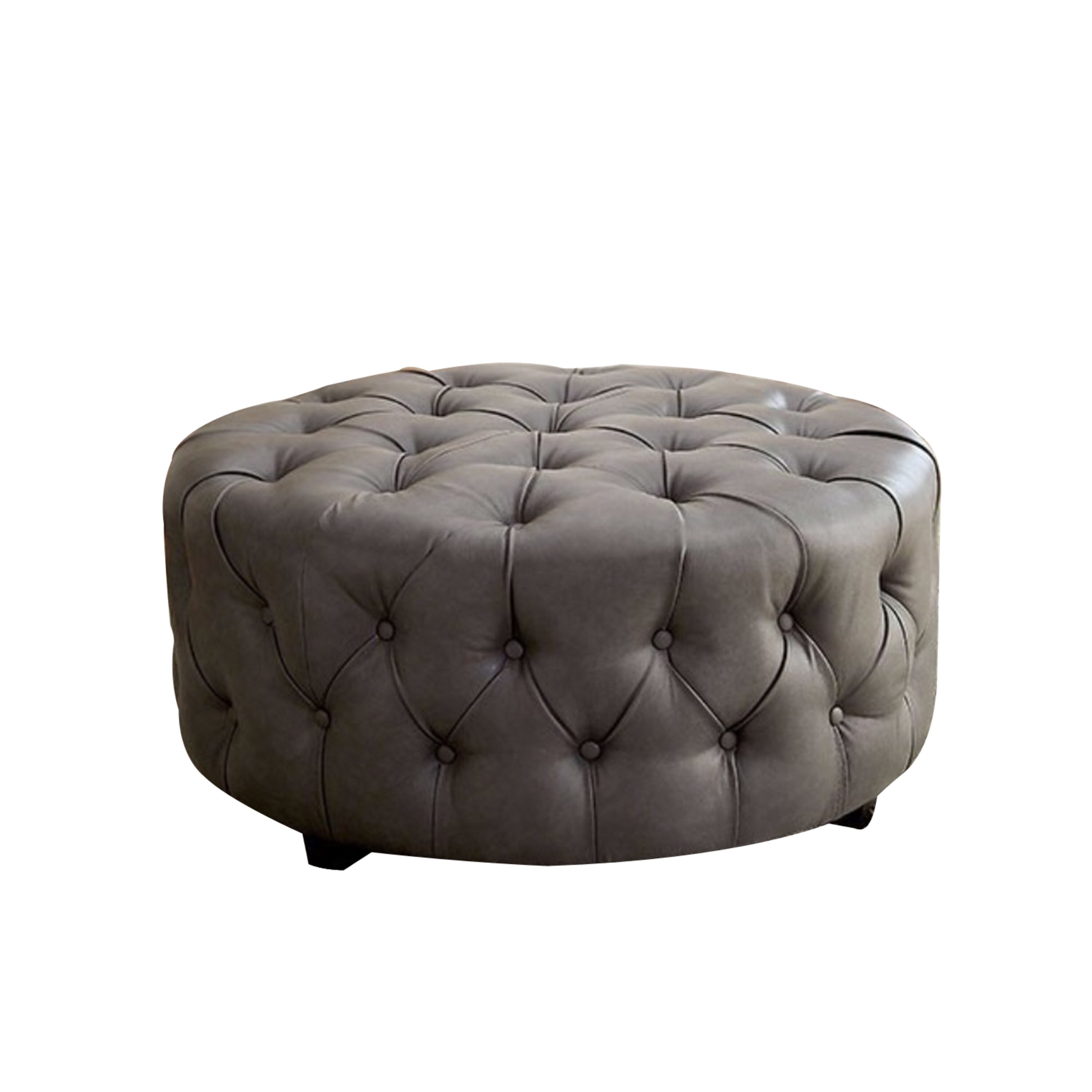 Benzara Modern Gray Round Ottoman at Lowes.com