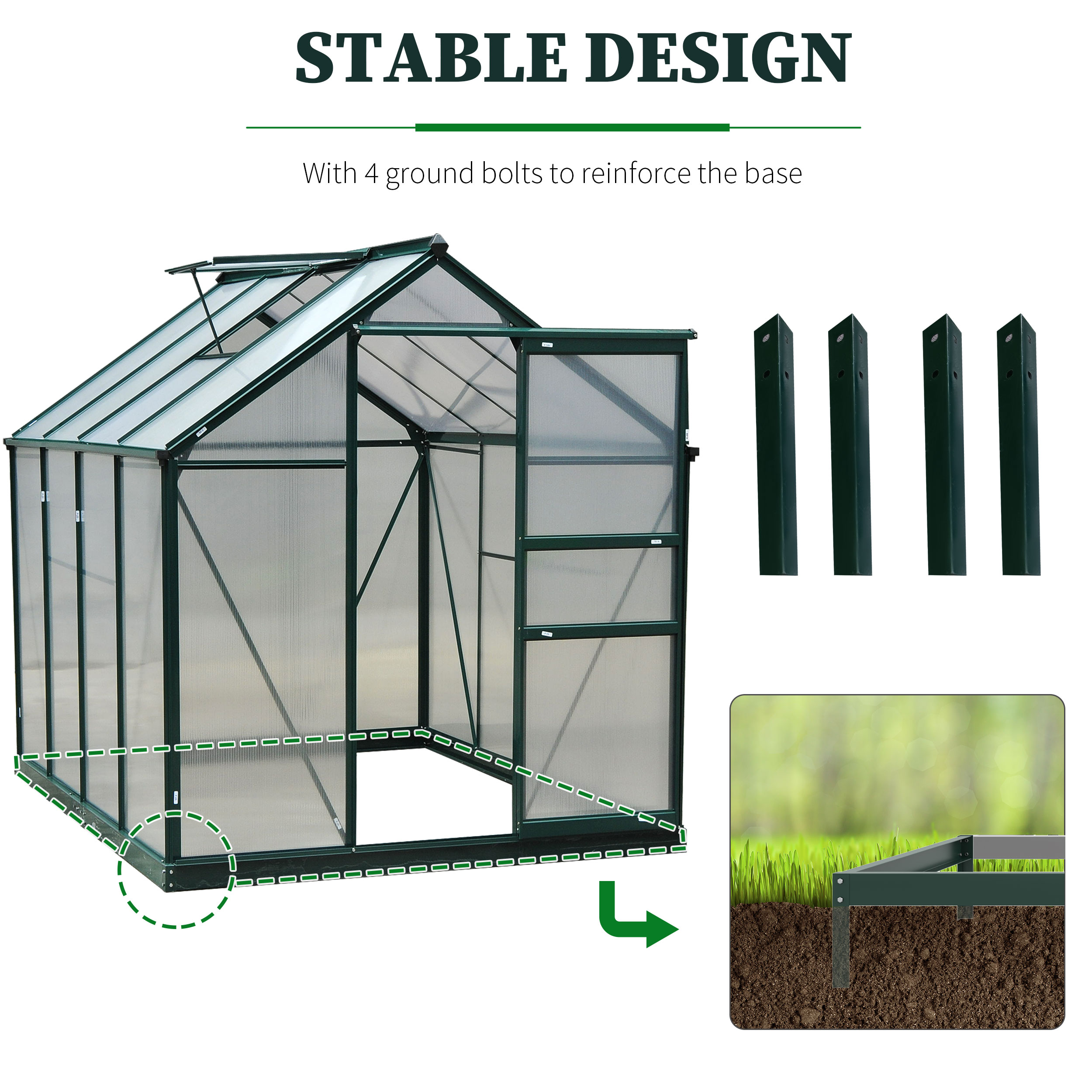 Outsunny 6-ft L x 8-ft W x 7-ft H Dark Green Frame, Clear Covers ...