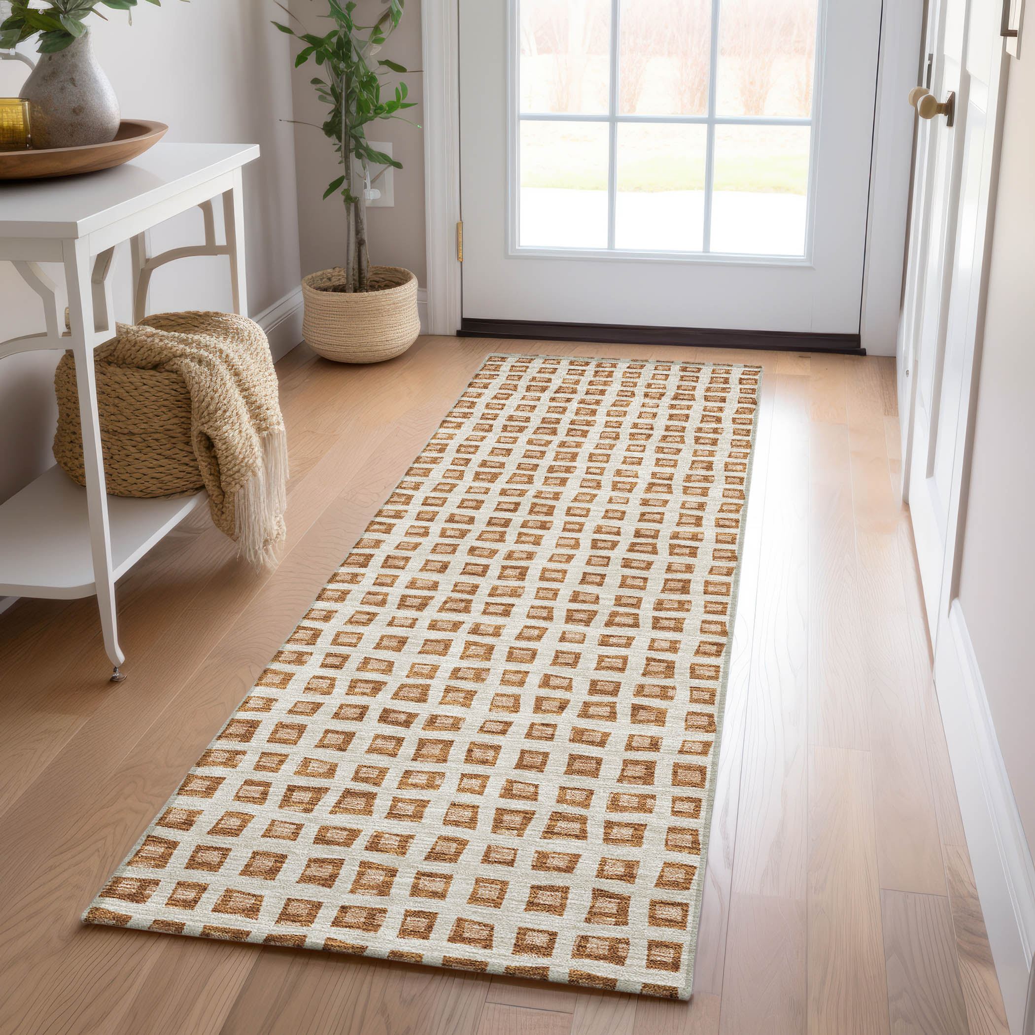 Addison Rugs ACN727PK2X8 Chantille ACN727PK 2 x 7 (ft) Polyester Paprika Rectangular Indoor/Outdoor Geometric Machine washable Area rug