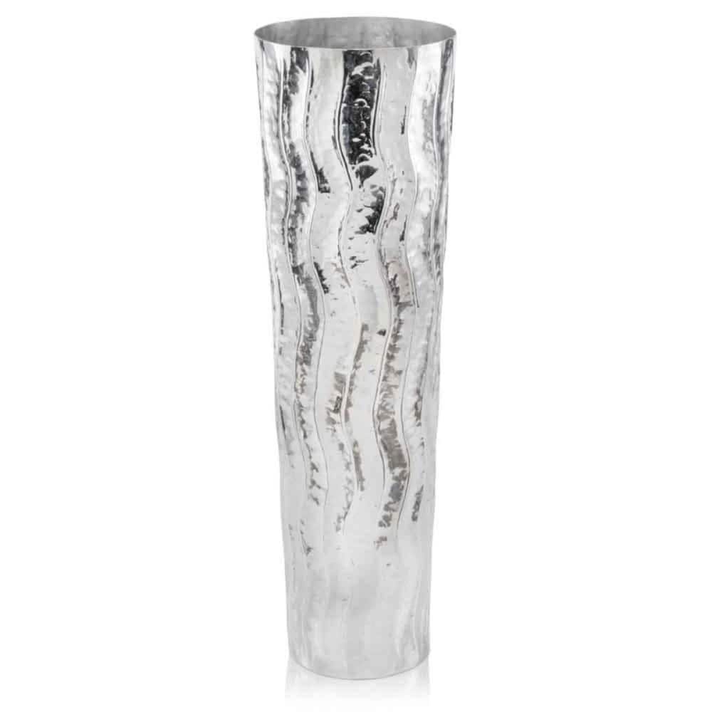 HomeRoots 12-in x 12-in x 40-in Silver, Ripple Extra Large- Floor Vase ...