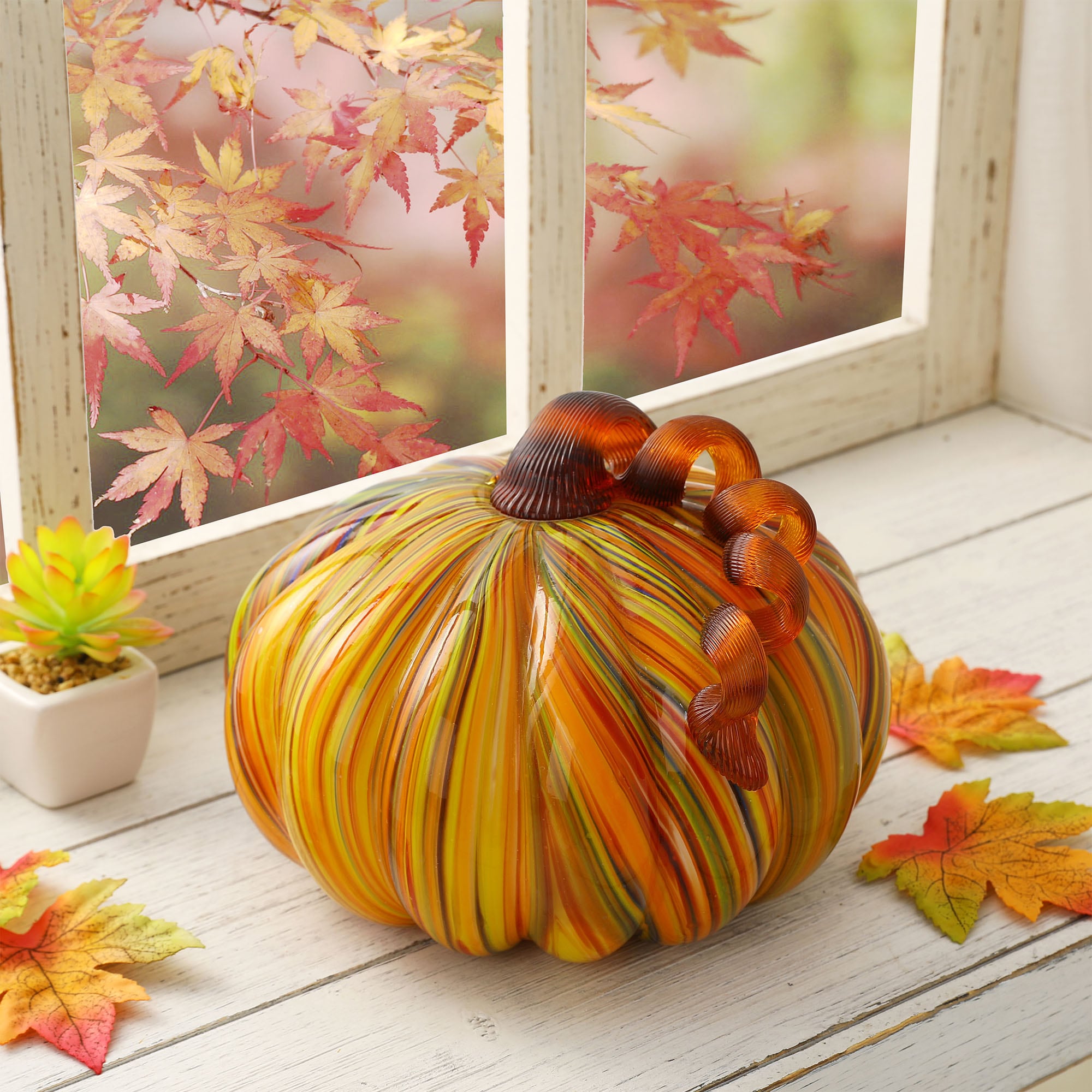 Glitzhome 6.75-in Pumpkin Tabletop Decoration in the Fall Decor ...