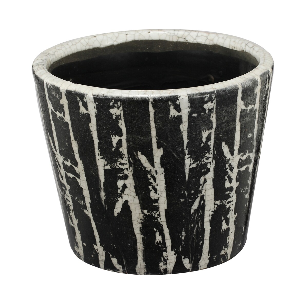 Black Porcelain Slate look Pot With Lid 7 inch X 4.25 inch