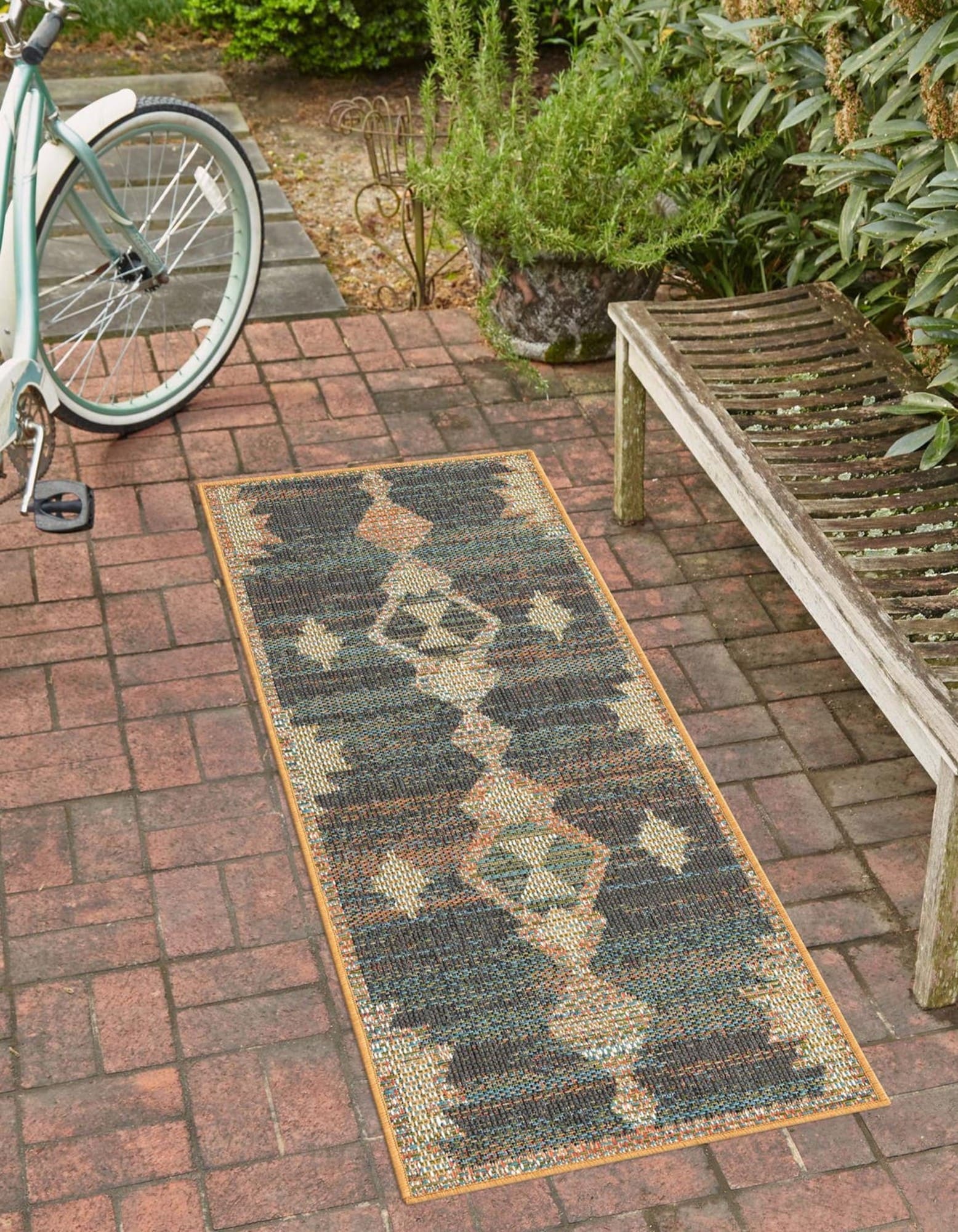 Unique Loom 3177049 Cabo Baja Outdoor 2 x 8 (ft) Loomed Polypropylene Multi Rectangular Indoor/Outdoor Geometric Coastal Runner rug
