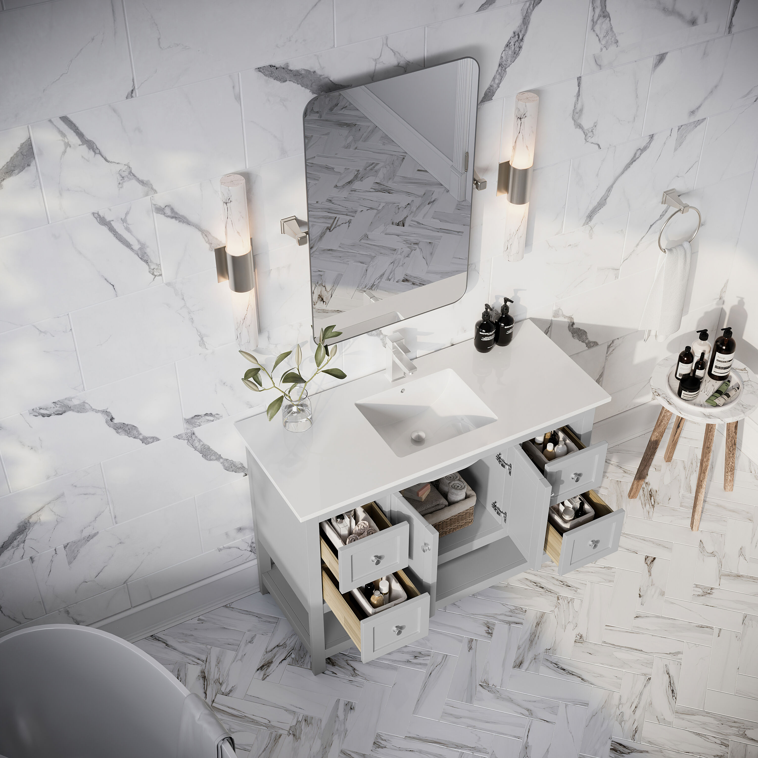 Fresca FCB2348GR-CWH-U Bath-Vanity-Combo - View #3
