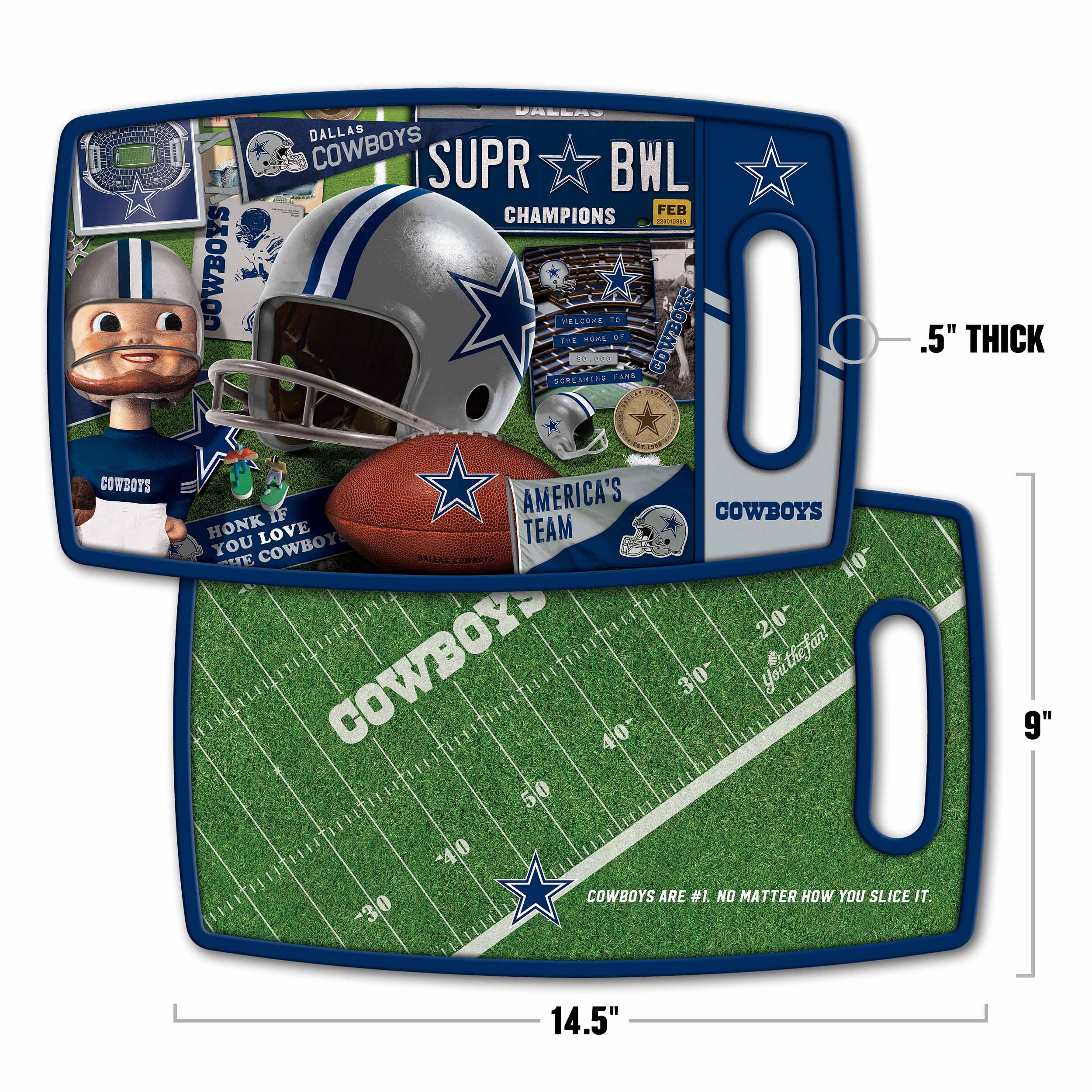 Sportula Dallas Cowboys Retro Series Cutting Board 9-Inches L x 14.5-Inches W Polypropylene Cutting Board