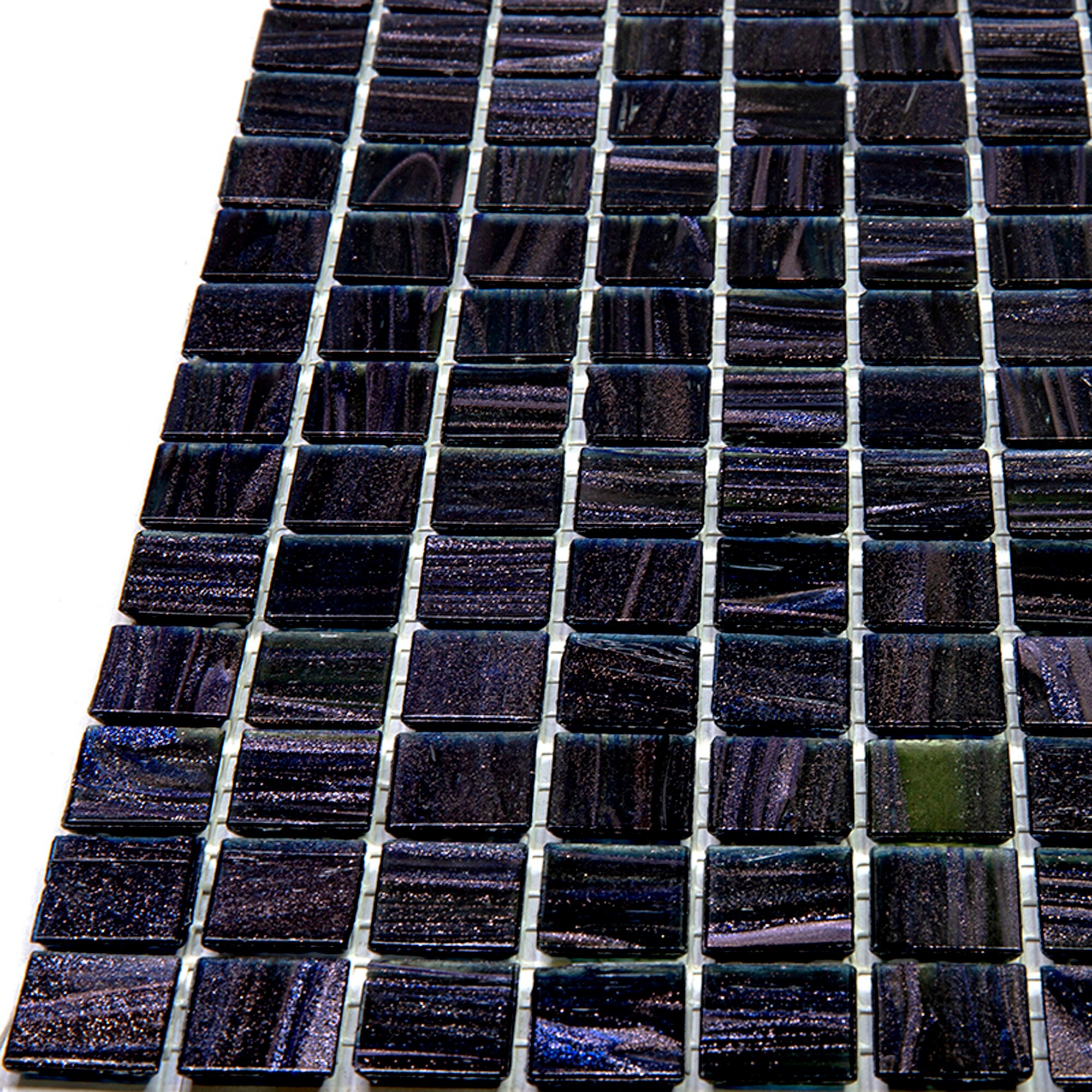 Celestial 12 in. x 12 in. Glossy Oil Black Glass Mosaic Tile
