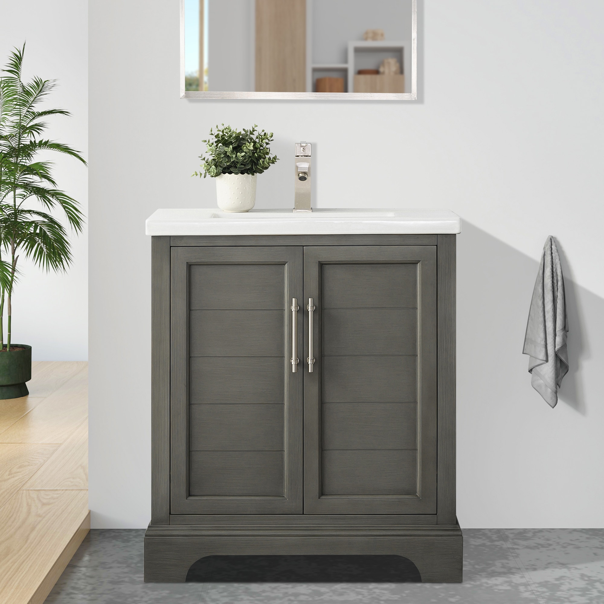 Vanity Art VA5030-SG Vannes 30-in Silver Grey Undermount Single sink Bathroom Vanity with White Ceramic Top