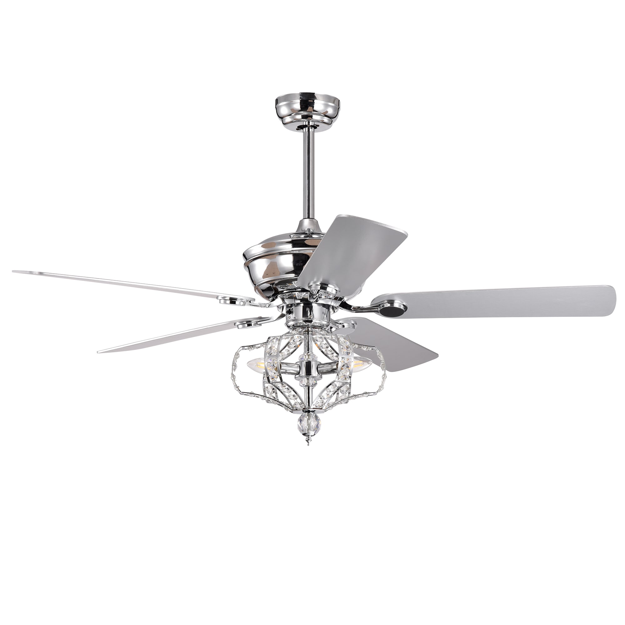 Bybafun YB5700120 52-in Chrome with Finished Blades Ceiling Fan Light kit compatible and Remote ( 5 -Blade )