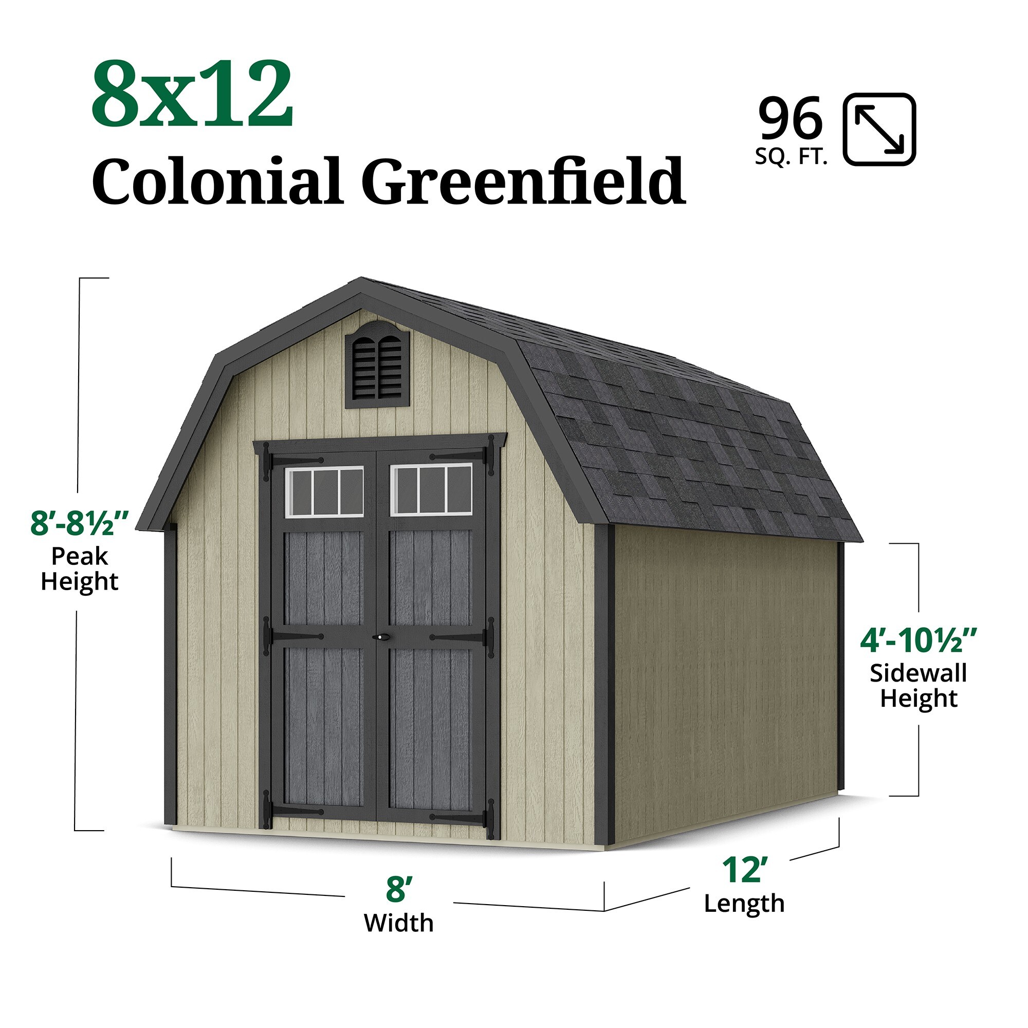 Little Cottage Co 8X12 GCGS-PC-FK Wood-Storage-Buildings - View #3