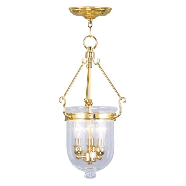 Polished Brass Livex Lighting 5064-02 Jefferson 3-Light Hanging Lantern