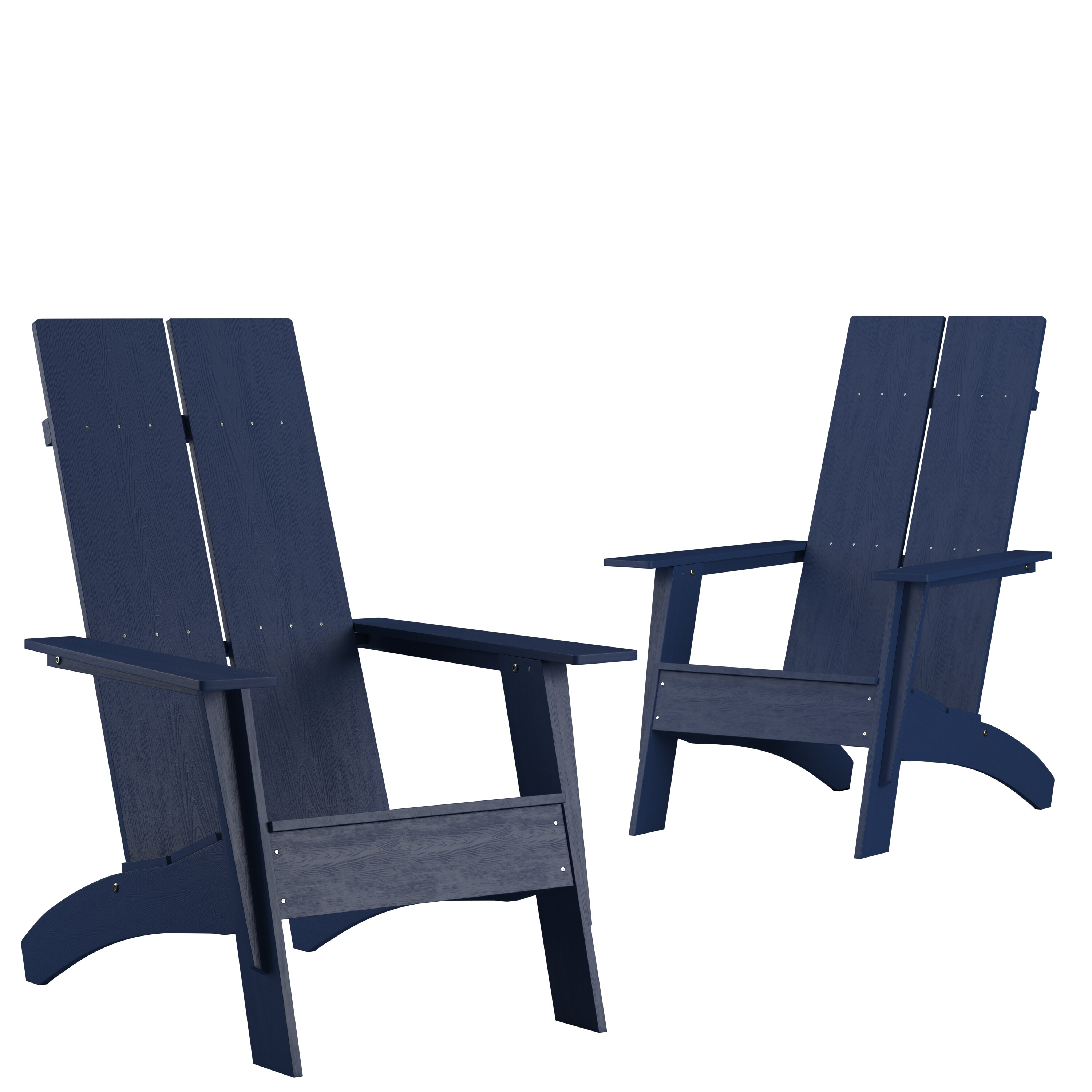 Taylor & Logan 196861086755 Brady Set of 2 Navy Resin Frame Stationary Adirondack Chair with Solid Seat