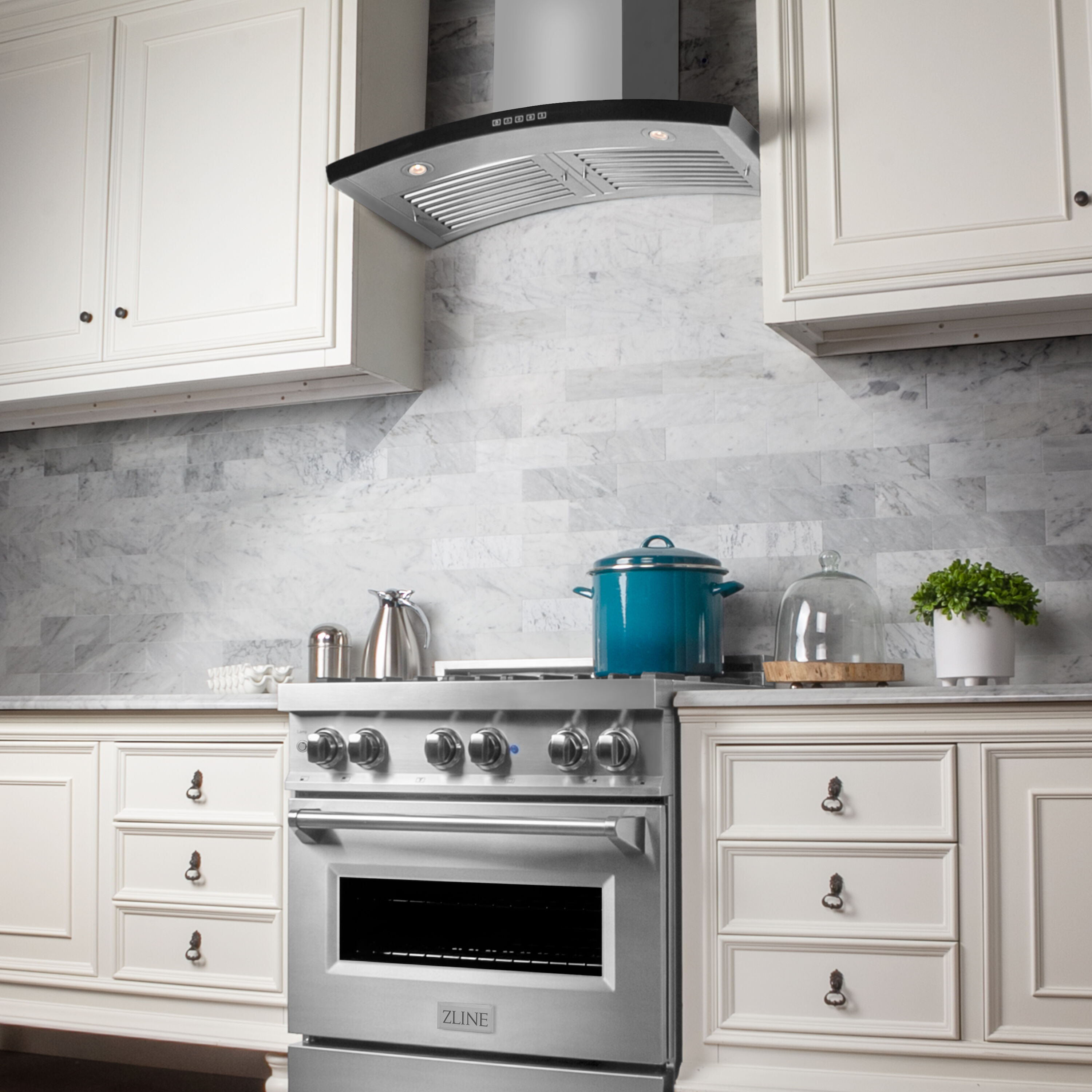 36" Stainless Steel Convertible Wall Mount Range Hood with Charcoal Filter
