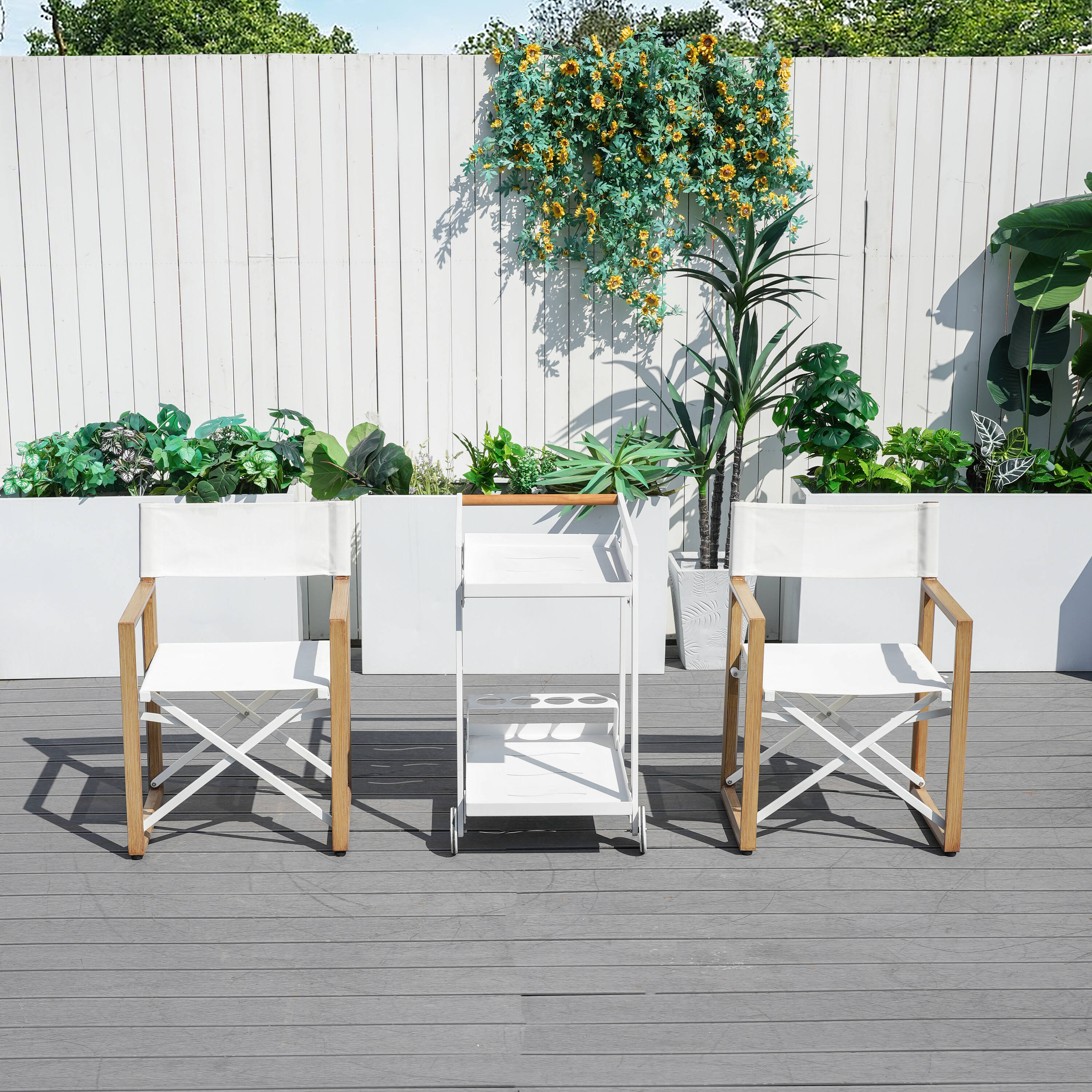 Direct Wicker DWC-22508BR&2325 3 -Piece Patio Conversation Set with White