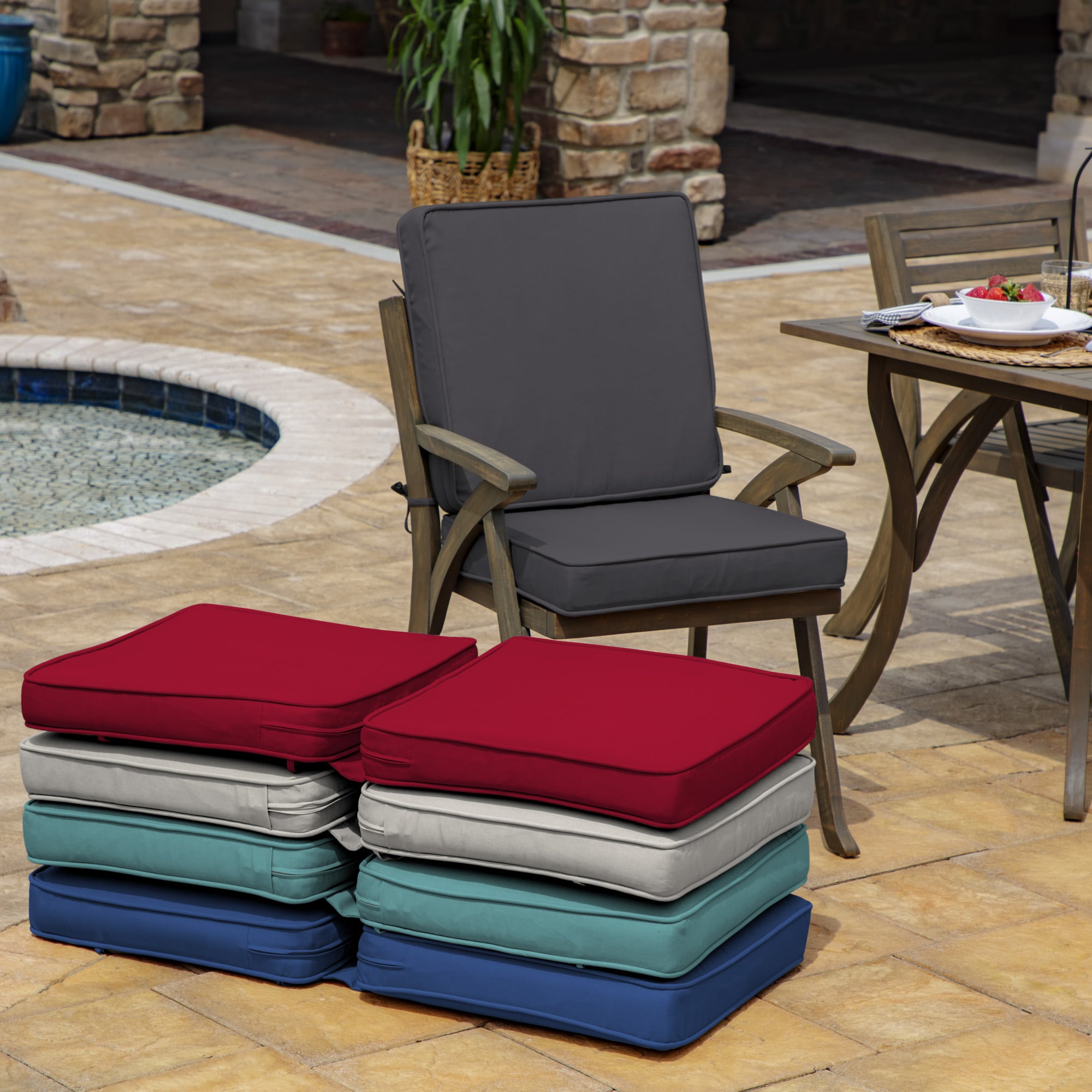 Arden Selections ProFoam 20-in x 20-in Slate Grey Patio Chair Cushion ...