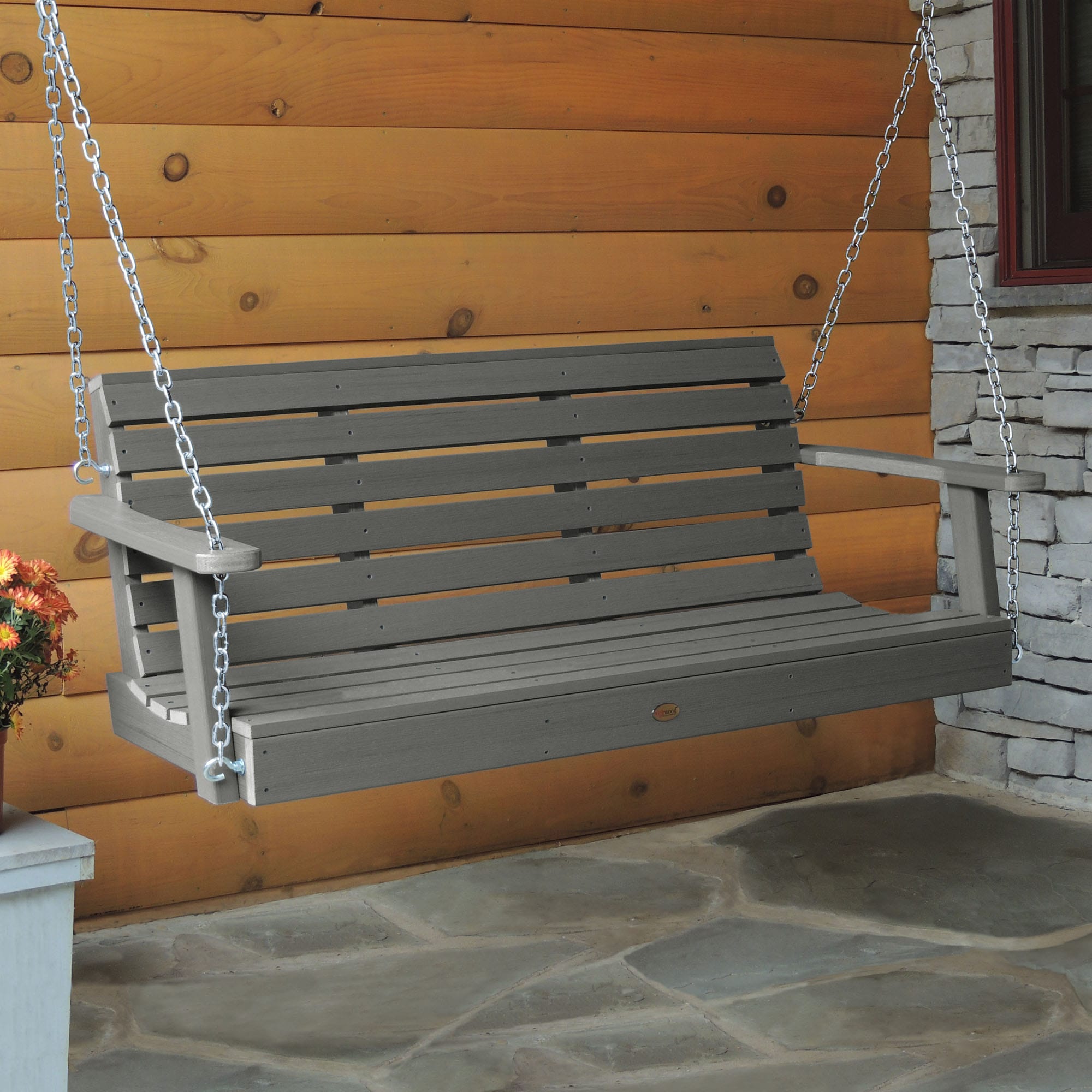 highwood AD-PORW1-CGE The Weatherly 3 -person Coastal Teak Recycled plastic Outdoor Swing