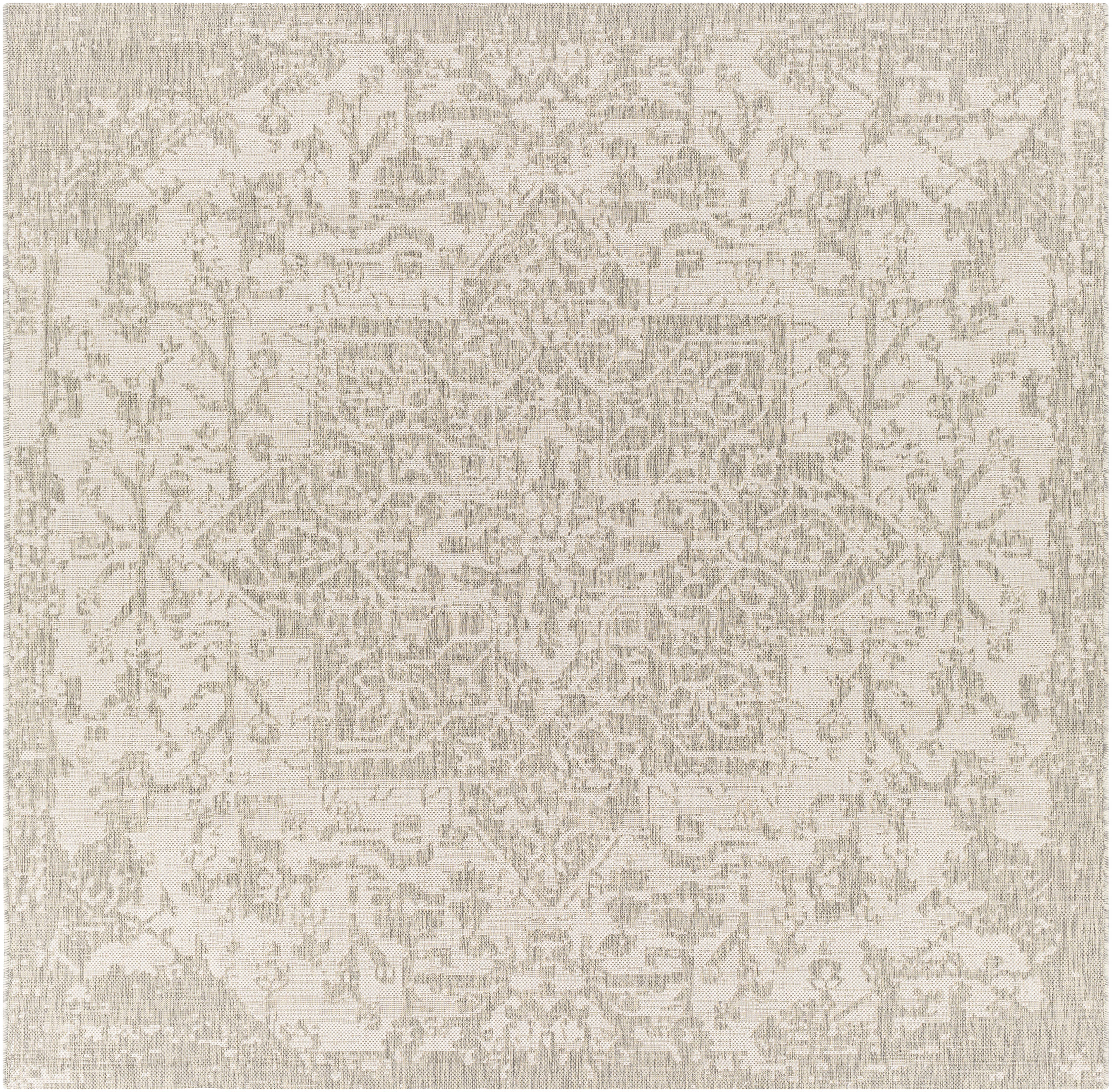 Livabliss EAG2380-710SQ Eagean 8 x 8 (ft) Polypropylene Light Grey Square Indoor/Outdoor Medallion Oriental Area rug