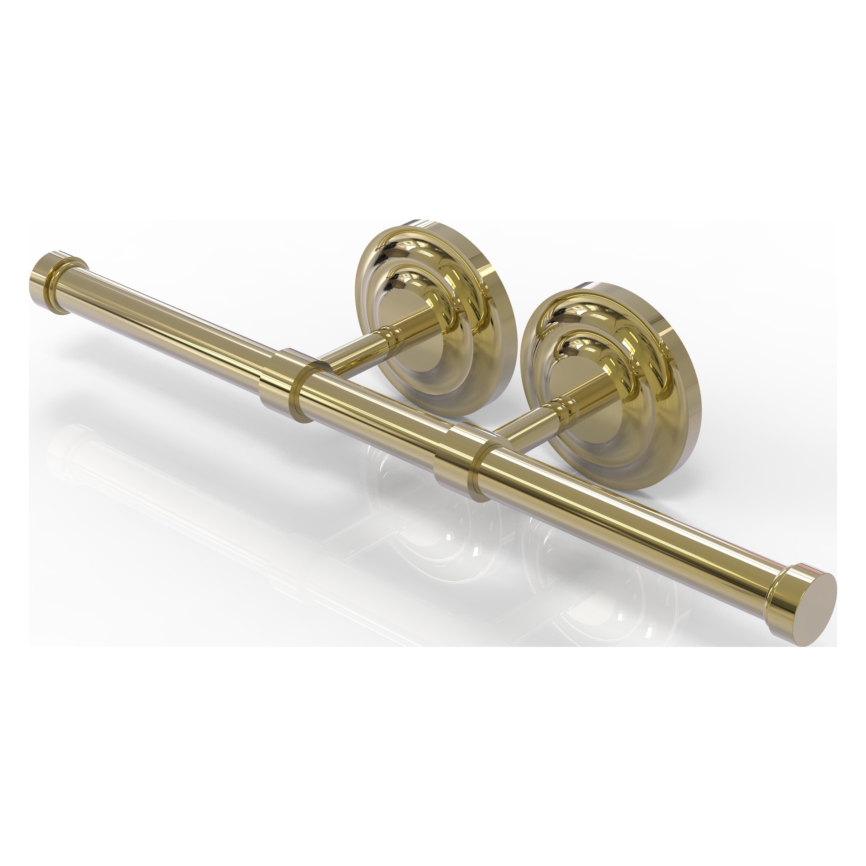 Allied Brass QN-24-2-UNL Que New Unlacquered Brass Wall mount Double post Toilet Paper Holder 2 -Rolls with Storage