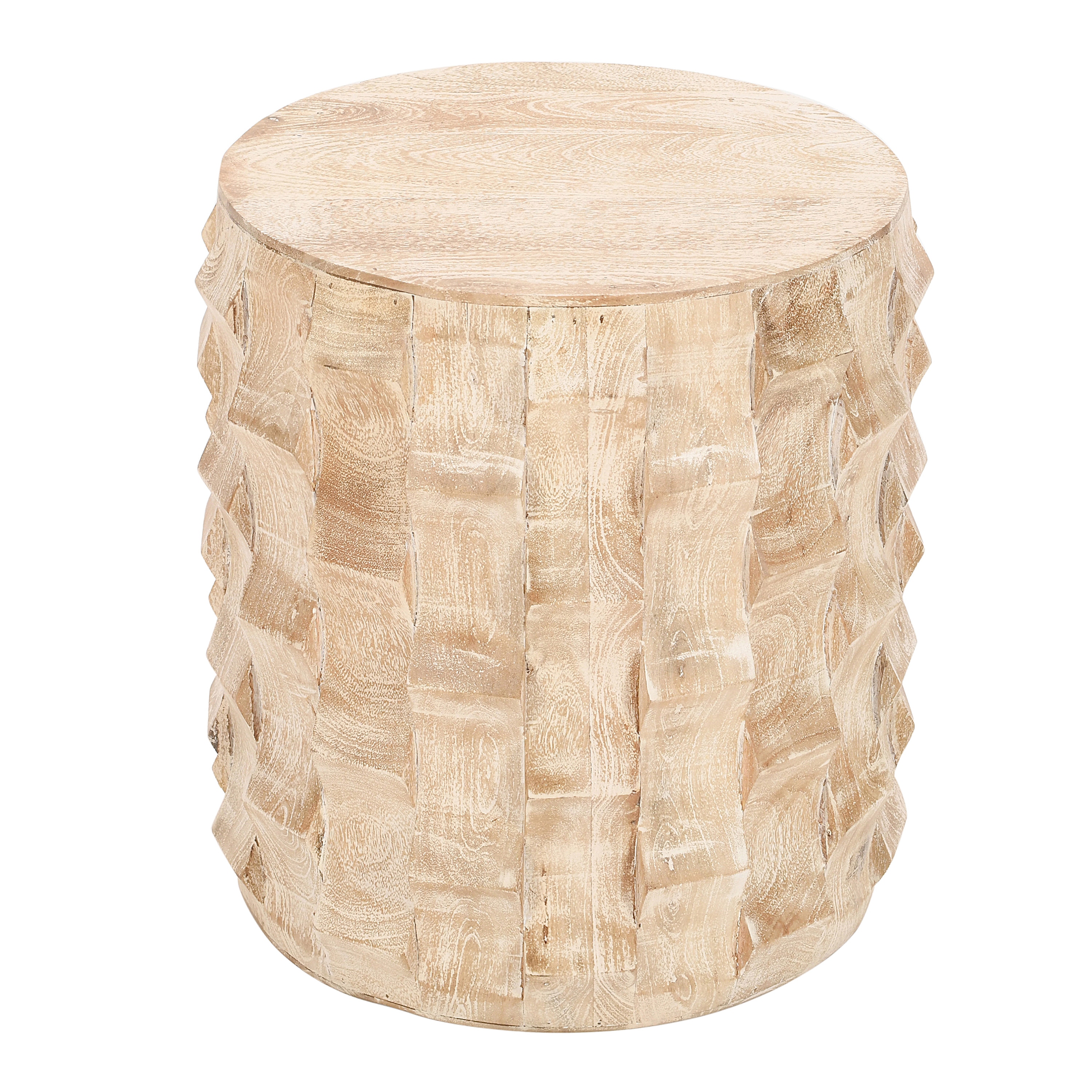 Benzara UPT-301722 17-in W x 20-in H White Wood Round Modern End Table