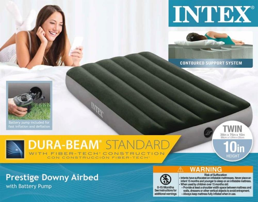 Queen Inflatable Raised Air Bed Double Airbed Mattress Round Vinyl Camping Intex 