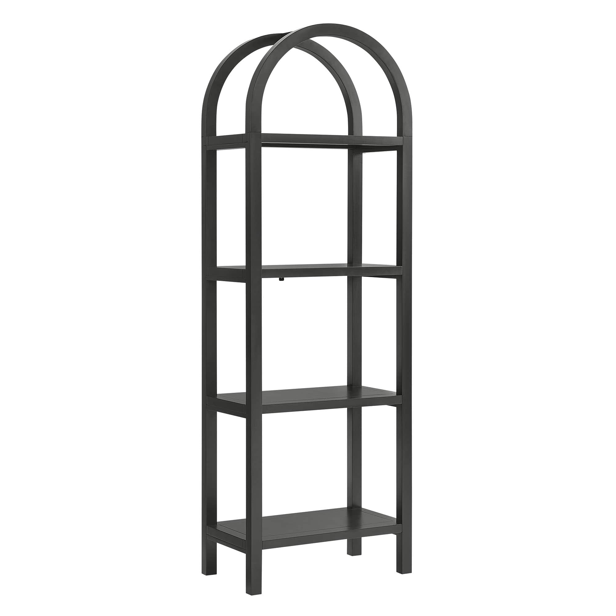  Vexley 72 Inch Tall Narrow Arched Bookshelf in Black