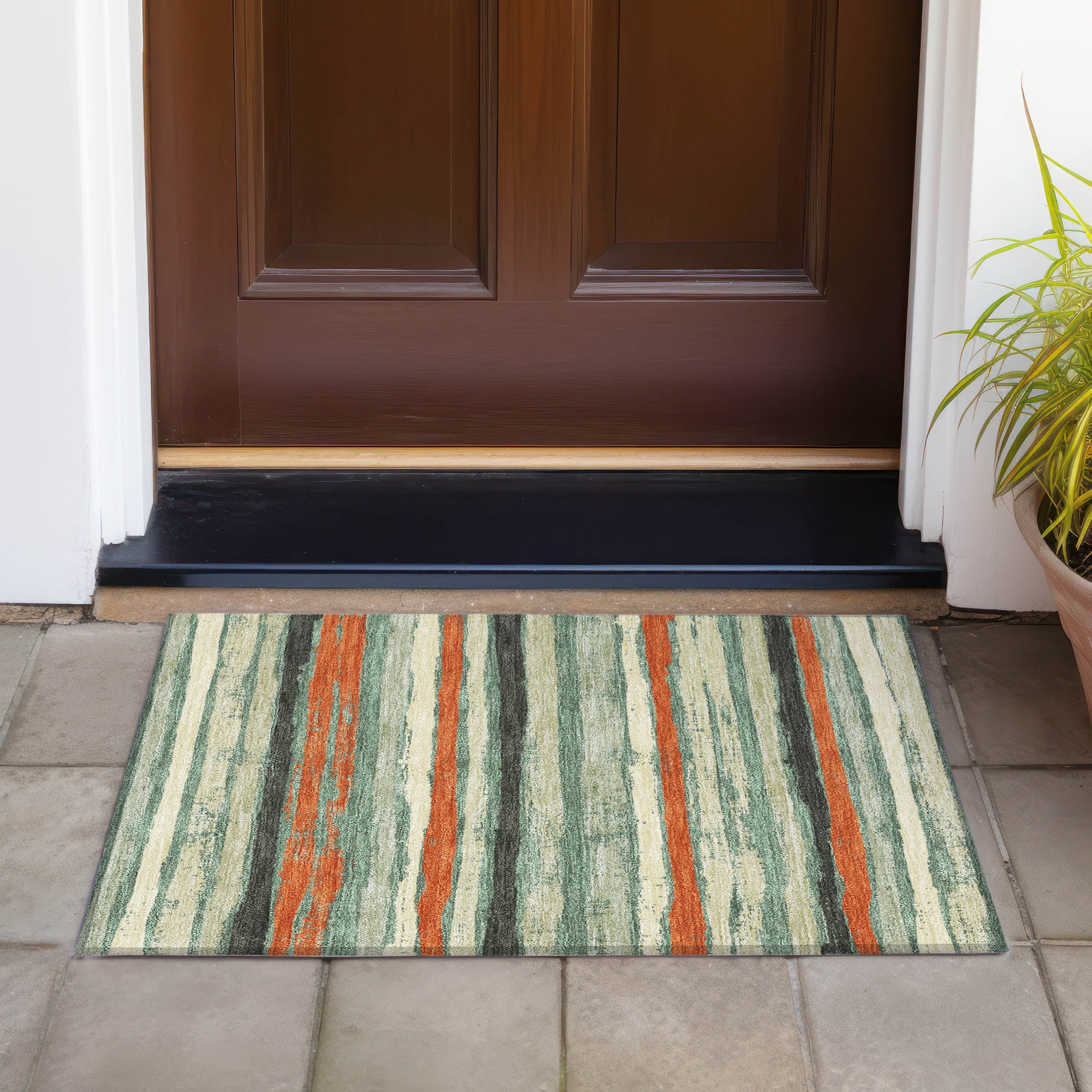Sage Rectangular Synthetic Flat Woven Washable Rug 20" x 30"
