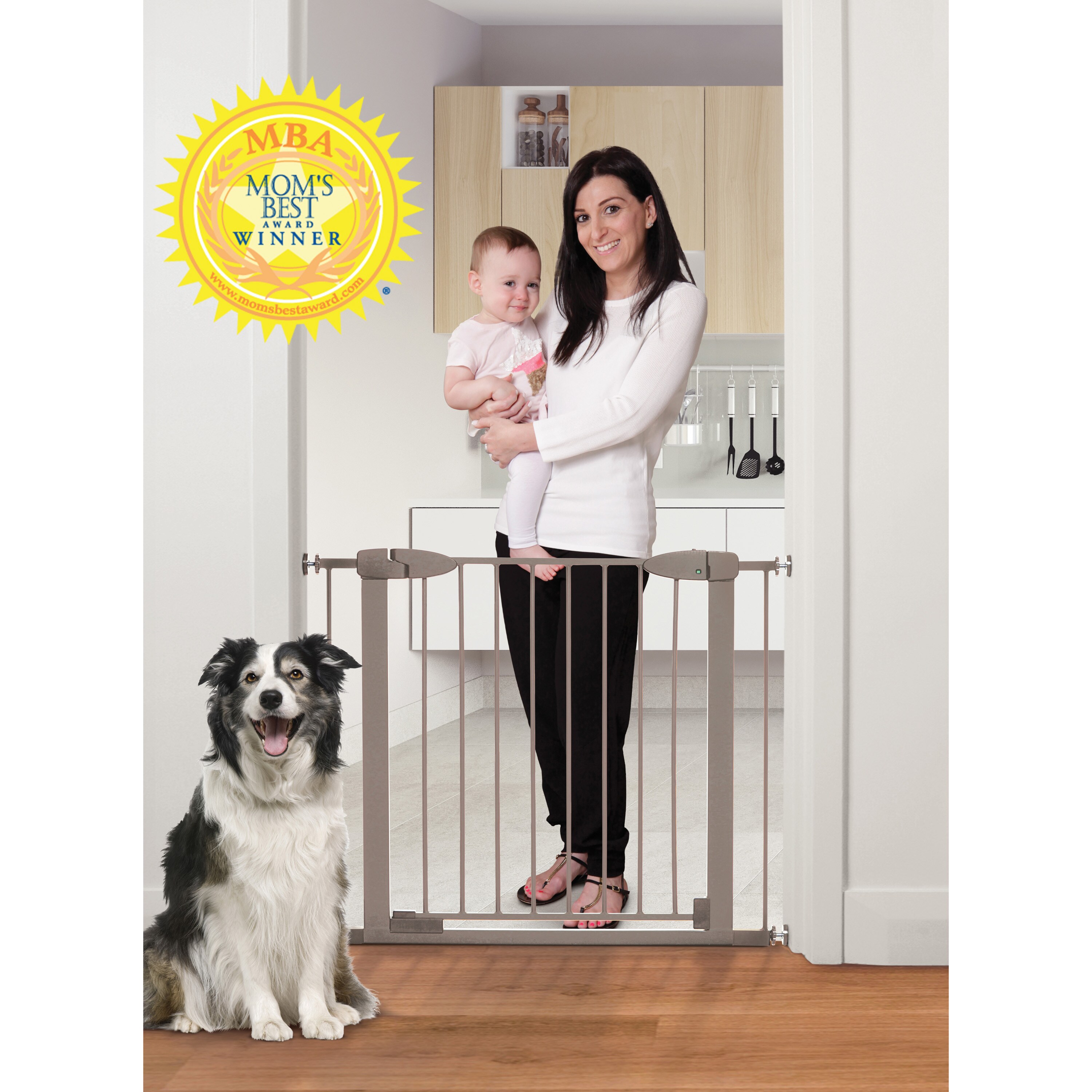 Dreambaby Boston 38-in x 29-in Pressure Mounted Taupe Metal Safety Gate ...