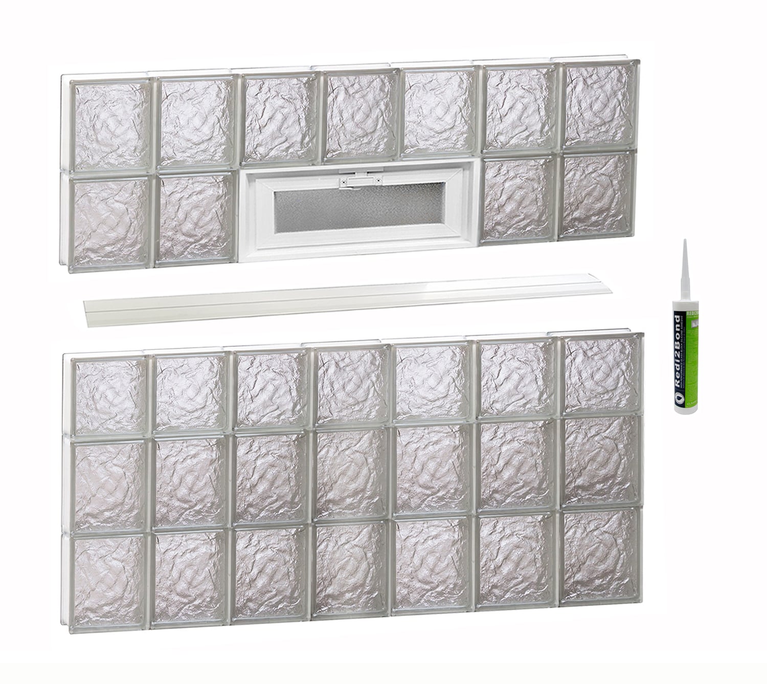 REDI2SET V4238IS Ice Glass 40-1/4-in x 36-3/4-in Frameless Replacement Vented Glass Block Window